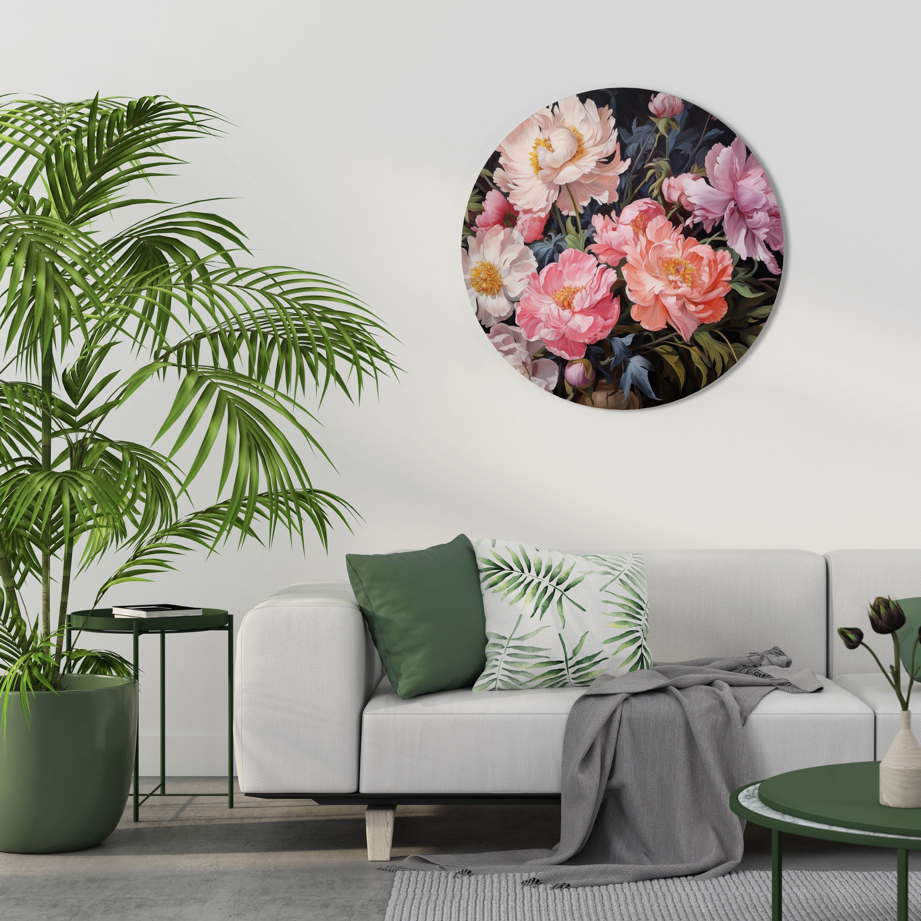Pfingstrosenblüte Runde Wandkunst