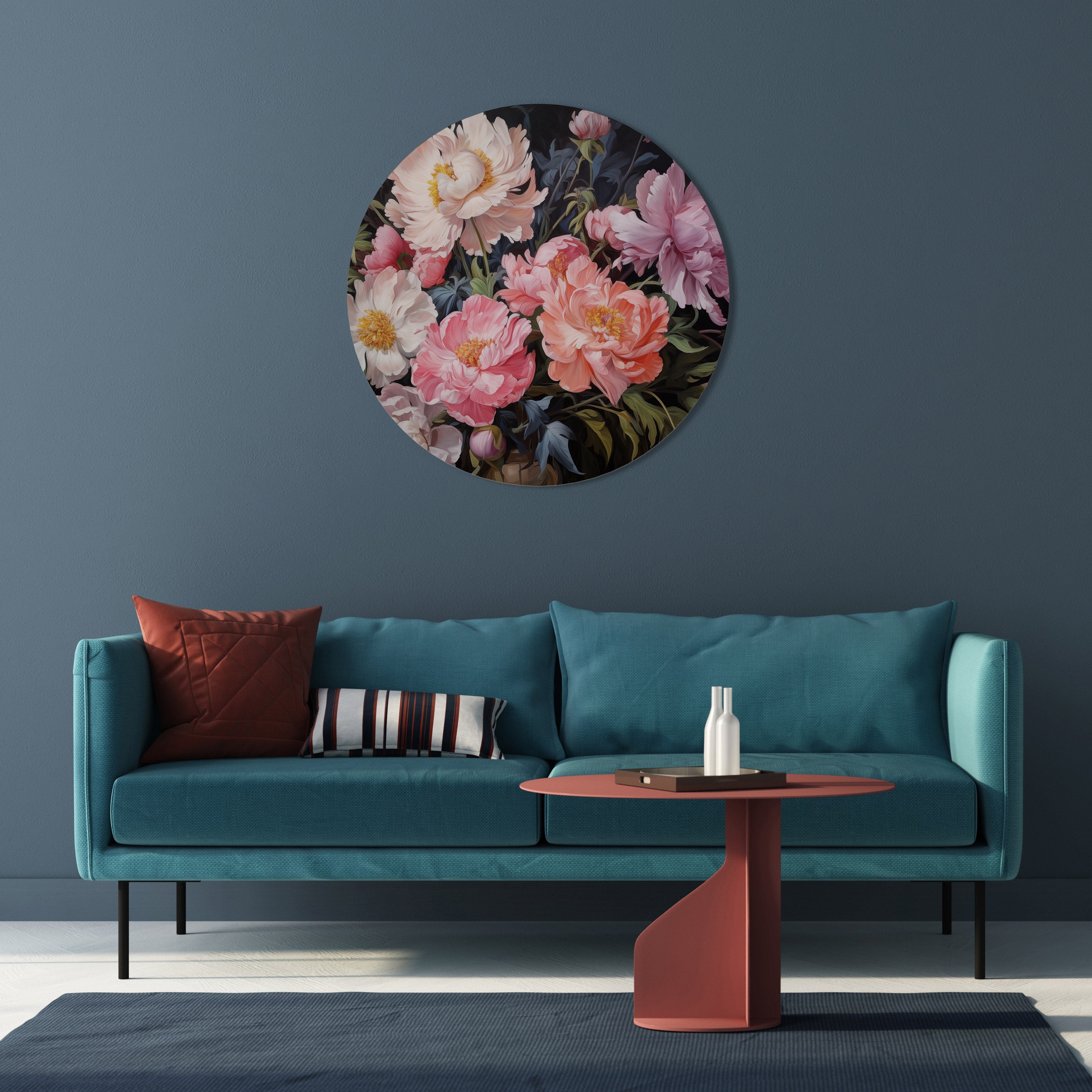 Pfingstrosenblüte Runde Wandkunst