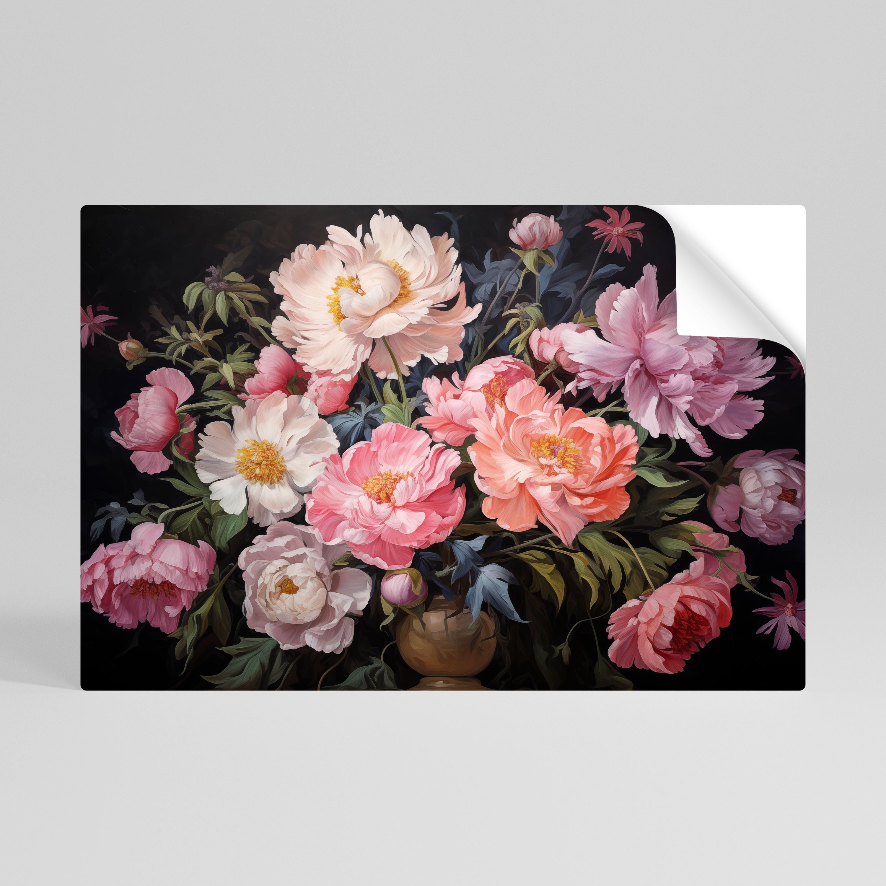 PEONIES BLOSSOM Selbstklebendes Horizontal-Poster