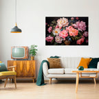 PEONIES BLOSSOM Selbstklebendes Horizontal-Poster