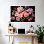 PEONIES BLOSSOM Selbstklebendes Horizontal-Poster
