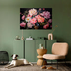 PEONIES BLOSSOM Selbstklebendes Horizontal-Poster