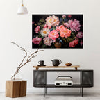 PEONIES BLOSSOM Selbstklebendes Horizontal-Poster