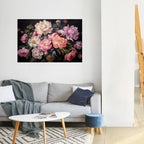 PEONIES BLOSSOM Selbstklebendes Horizontal-Poster