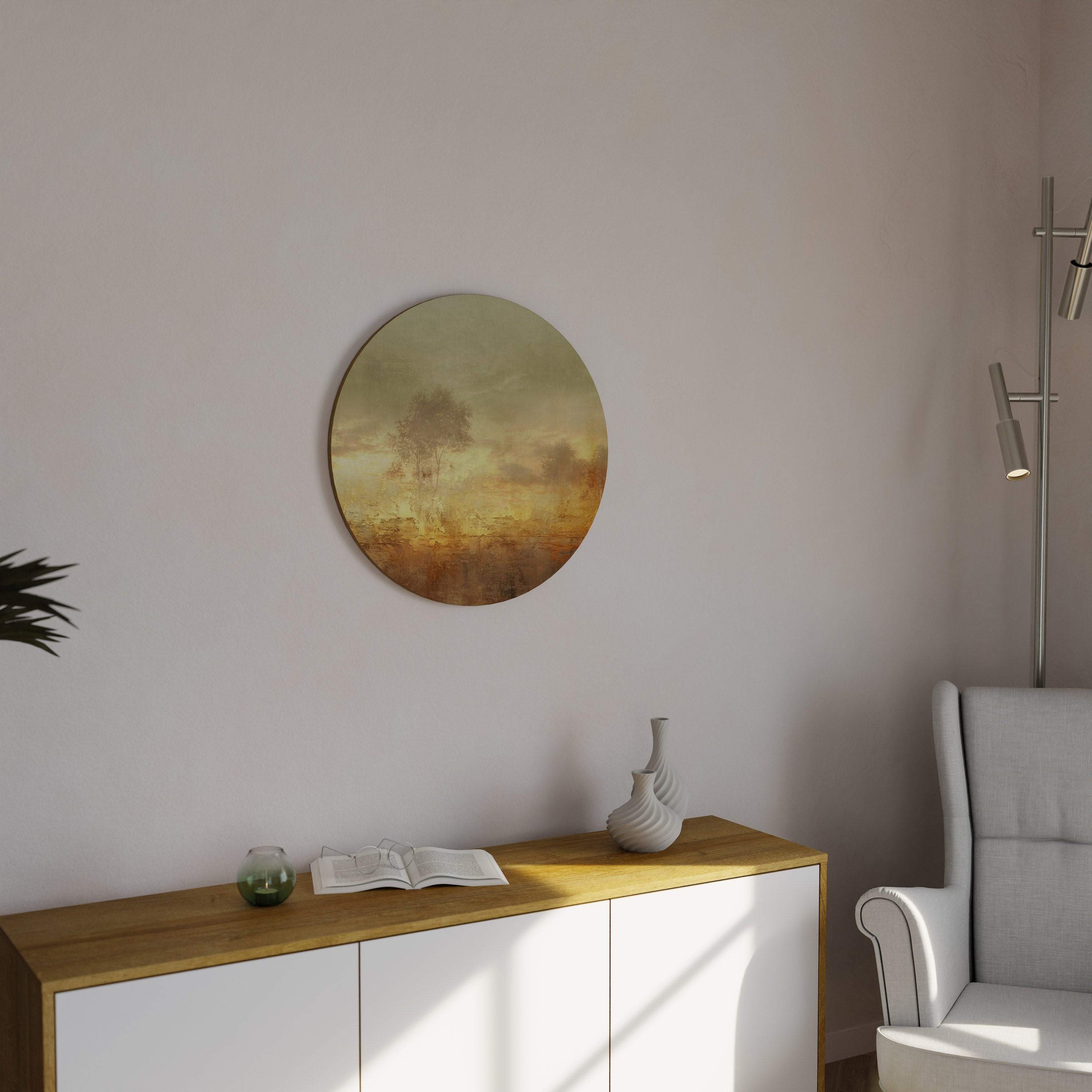 AMBER DREAMSCAPE Runde Wandkunst