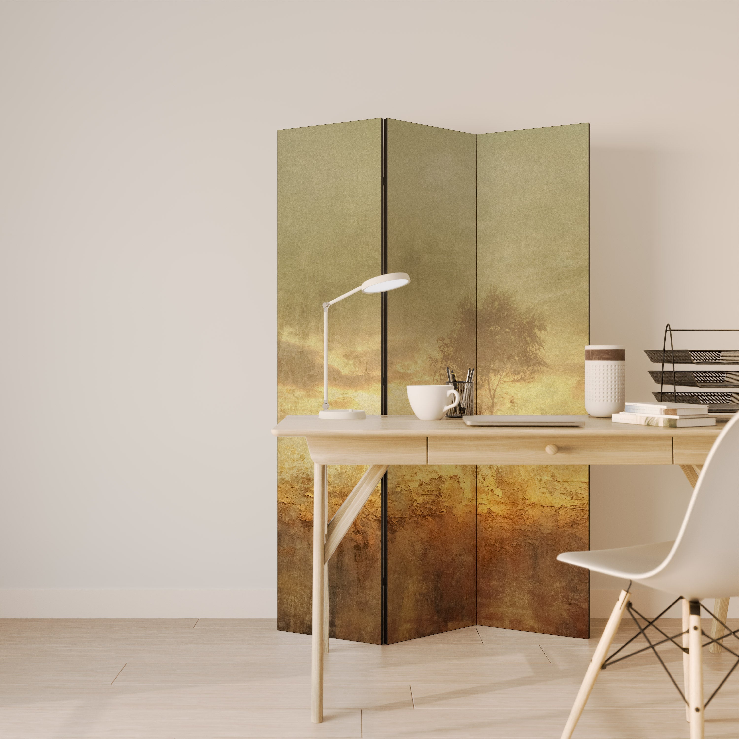 AMBER DREAMSCAPE Dekorativer 3-teiliger Raumteiler