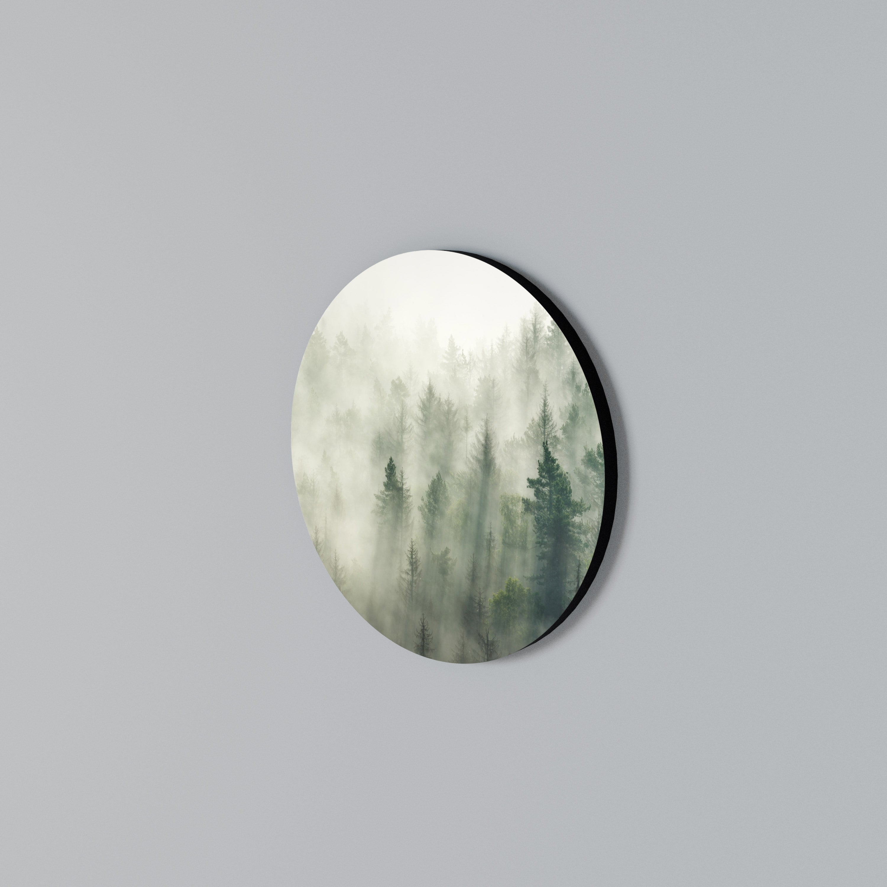 MISTY FOREST Rundes Wandbild