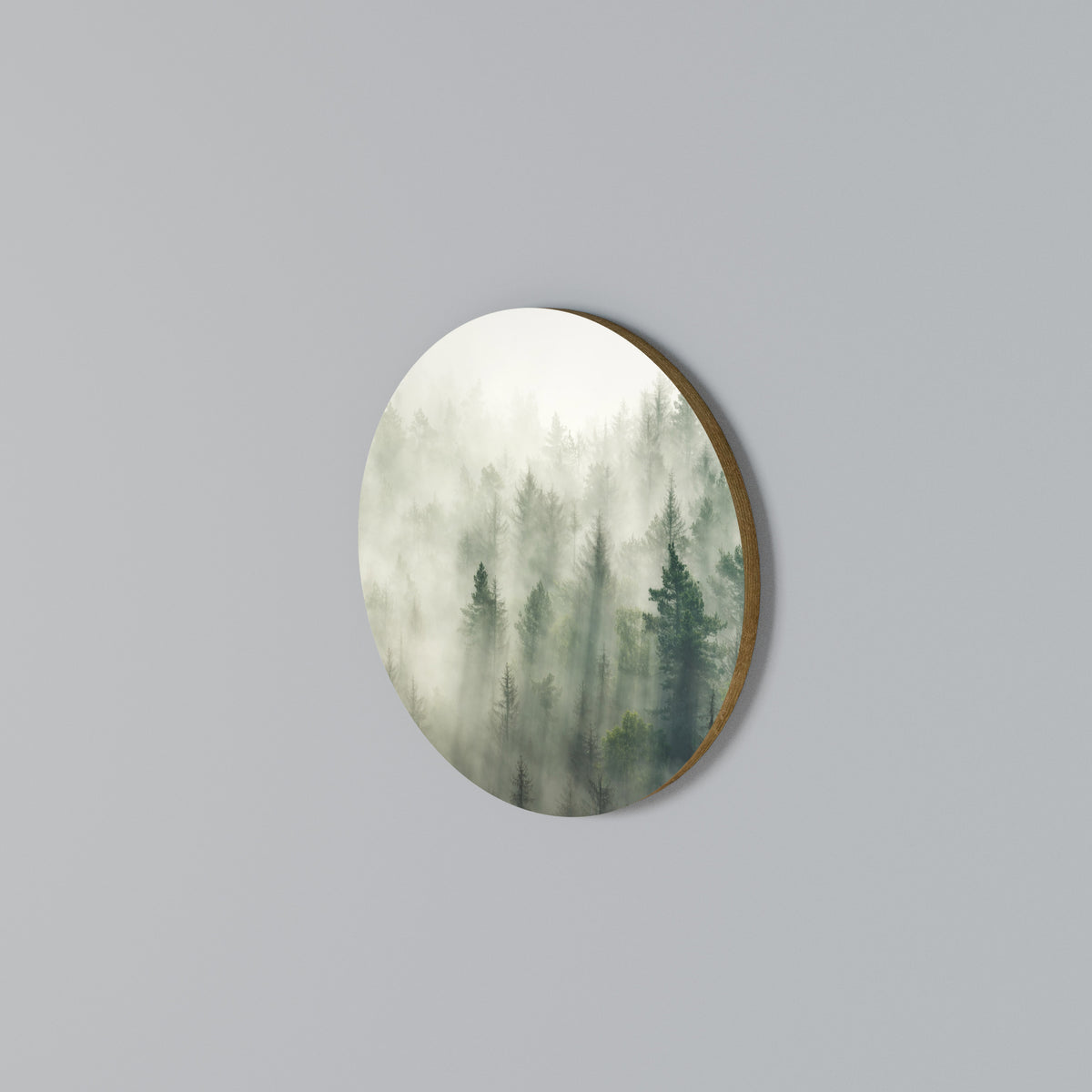 MISTY FOREST Rundes Wandbild
