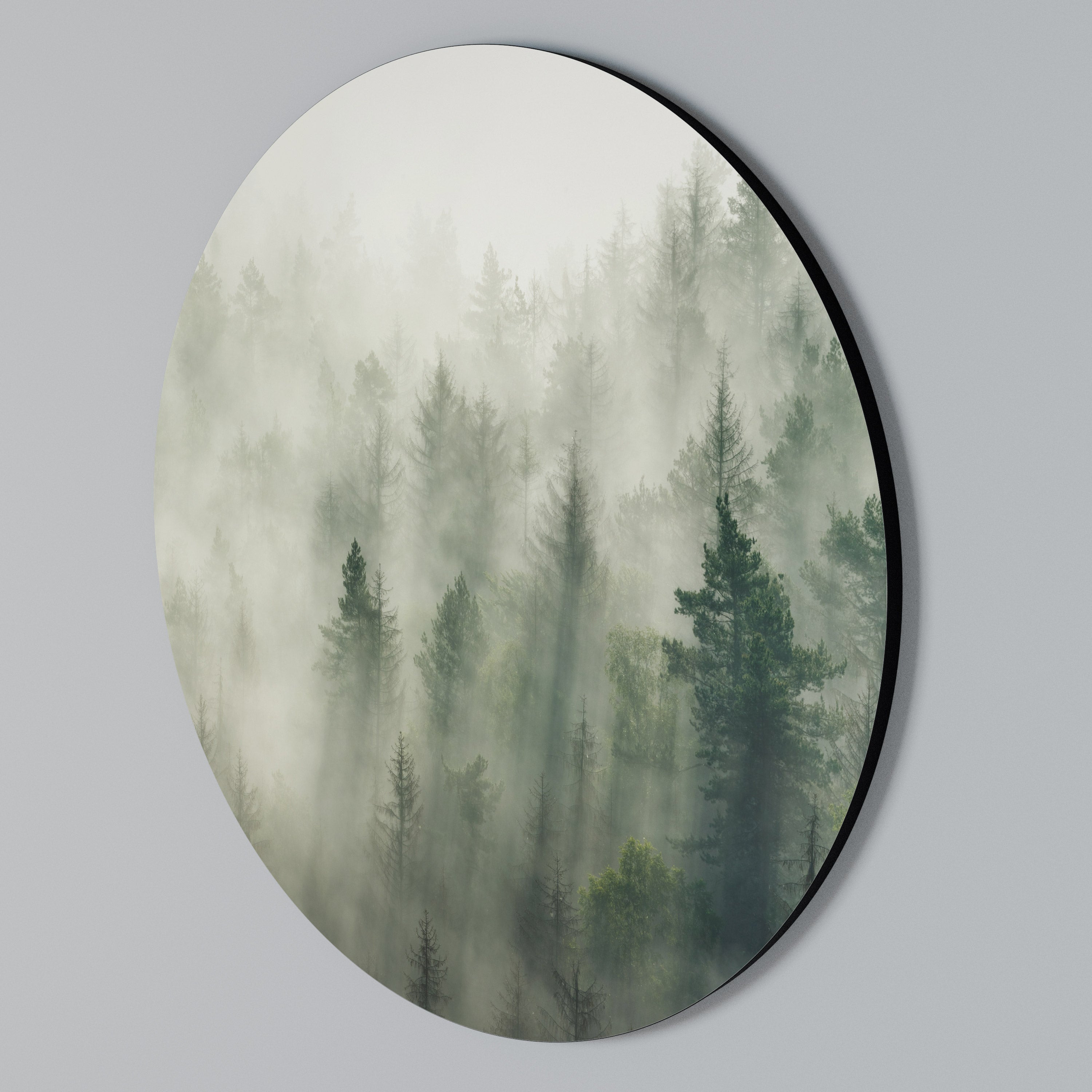 MISTY FOREST Rundes Wandbild