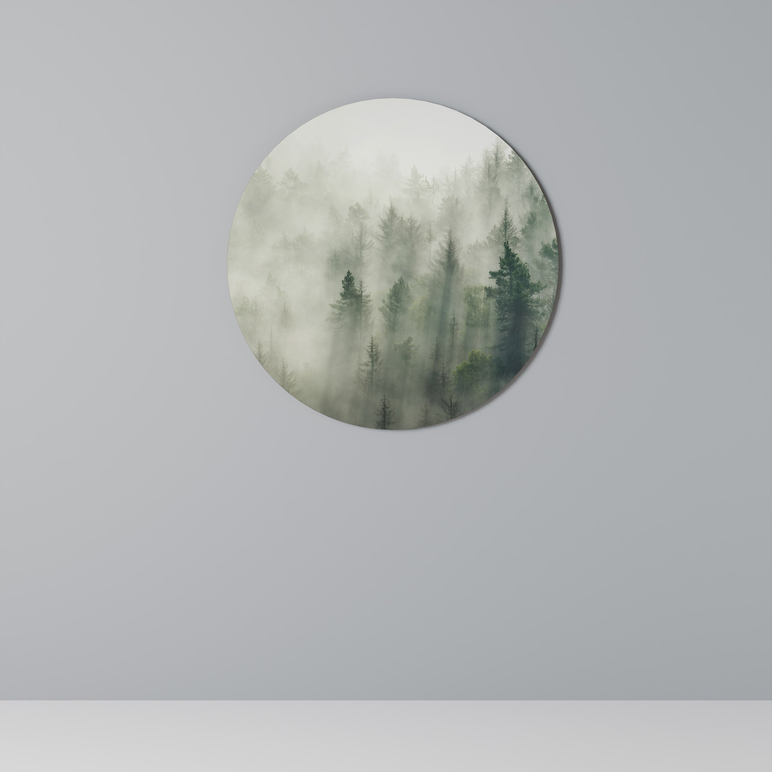 Runde Wandkunst „MISTY FOREST“