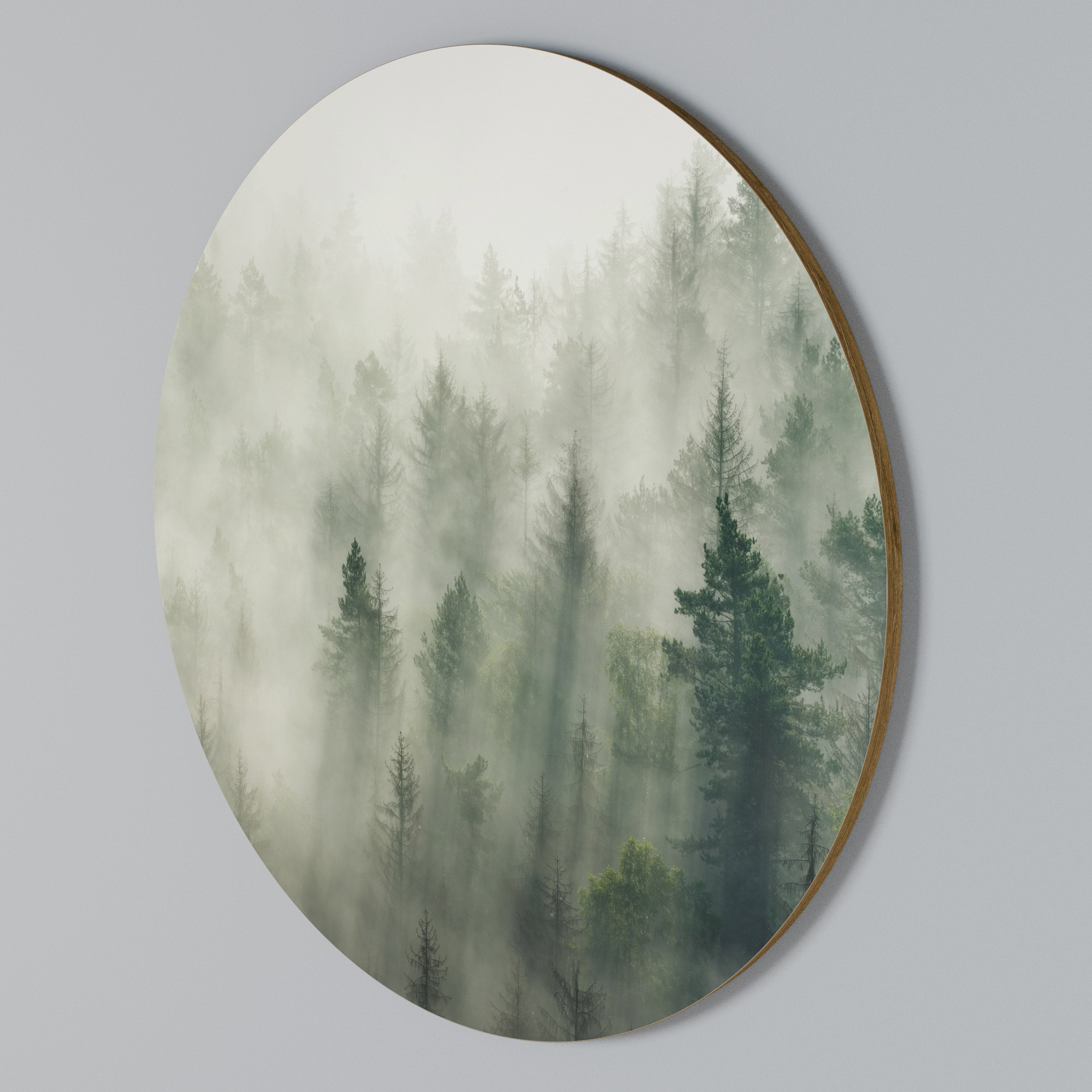 MISTY FOREST Rundes Wandbild