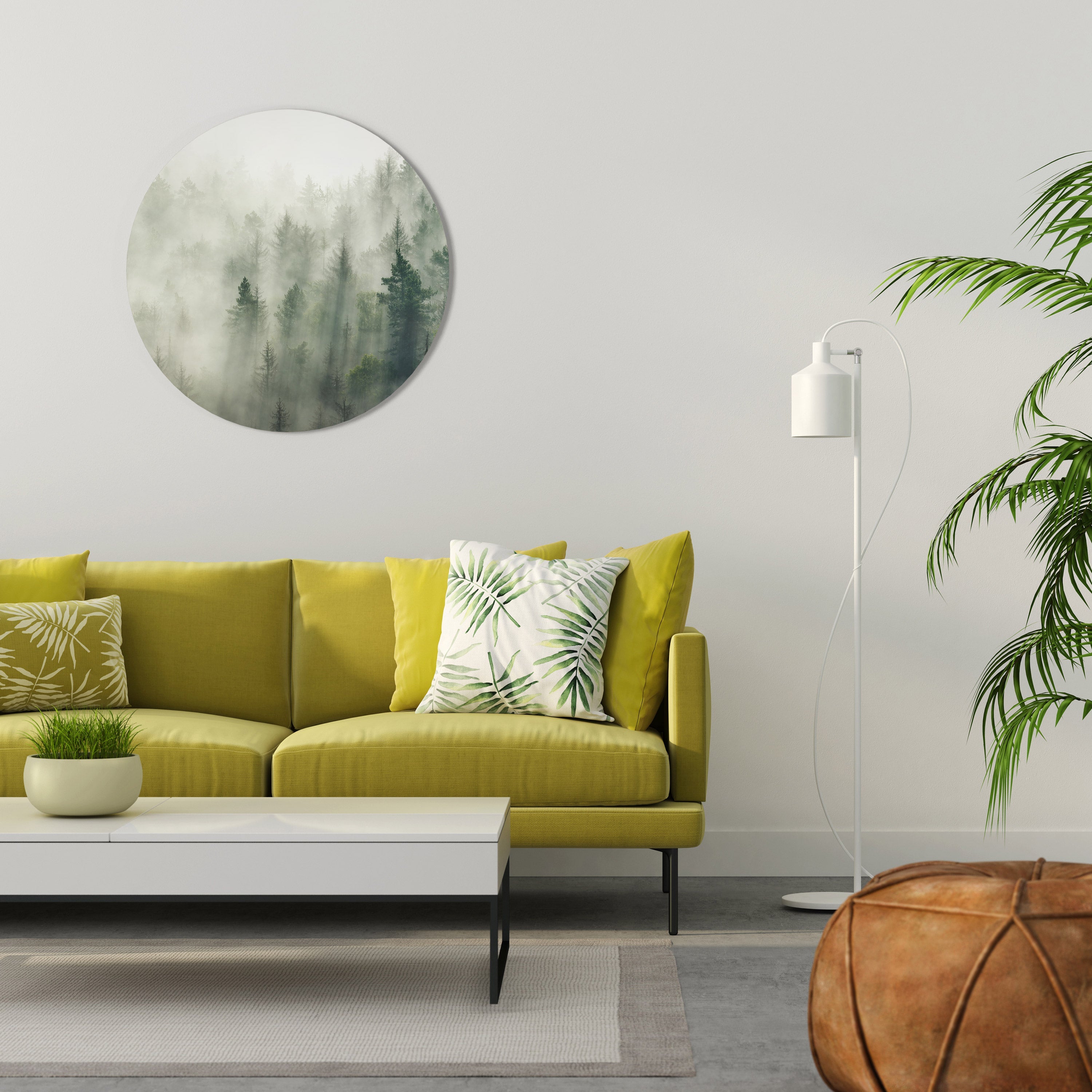 Runde Wandkunst „MISTY FOREST“