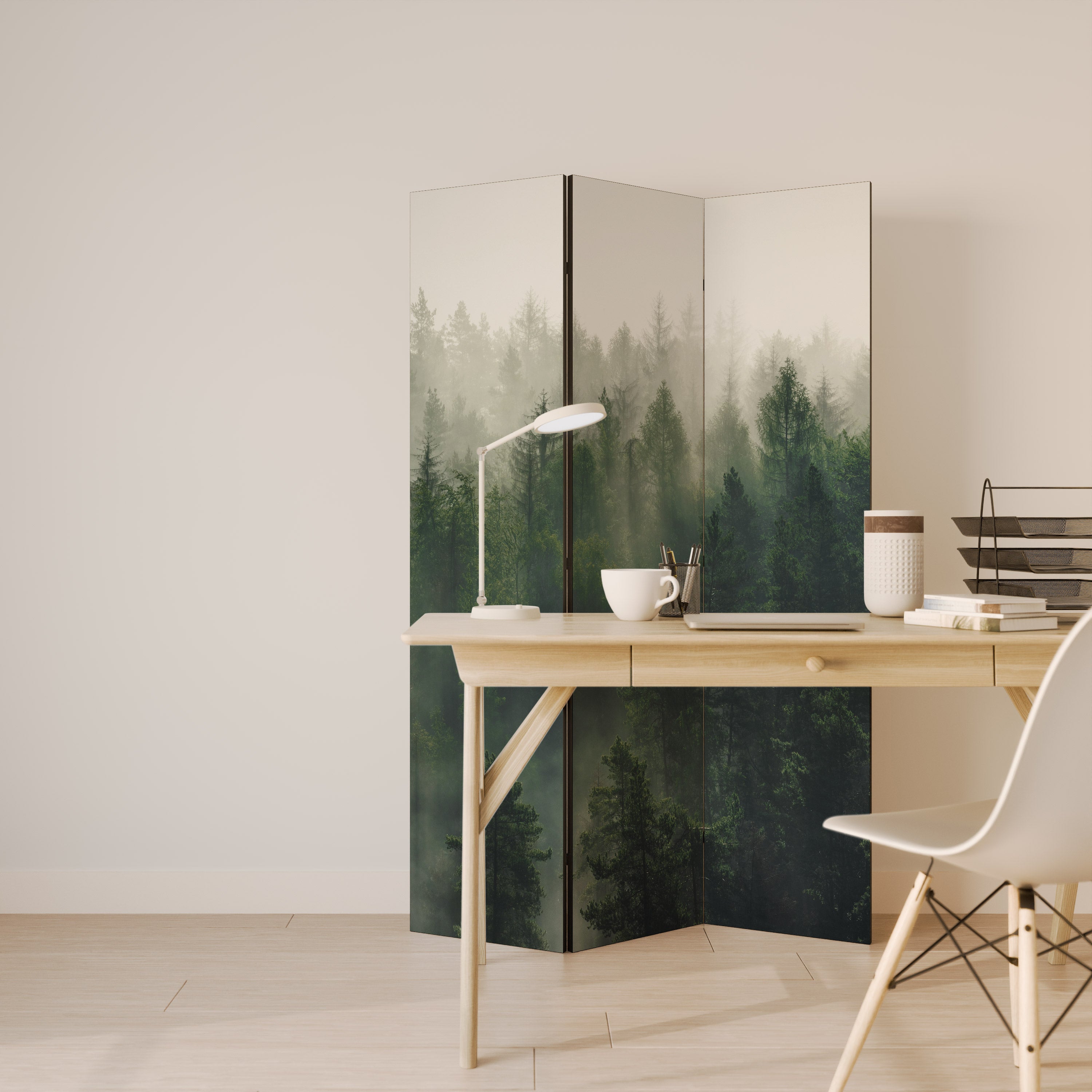 Dekorativer 3-teiliger Raumteiler MISTY FOREST