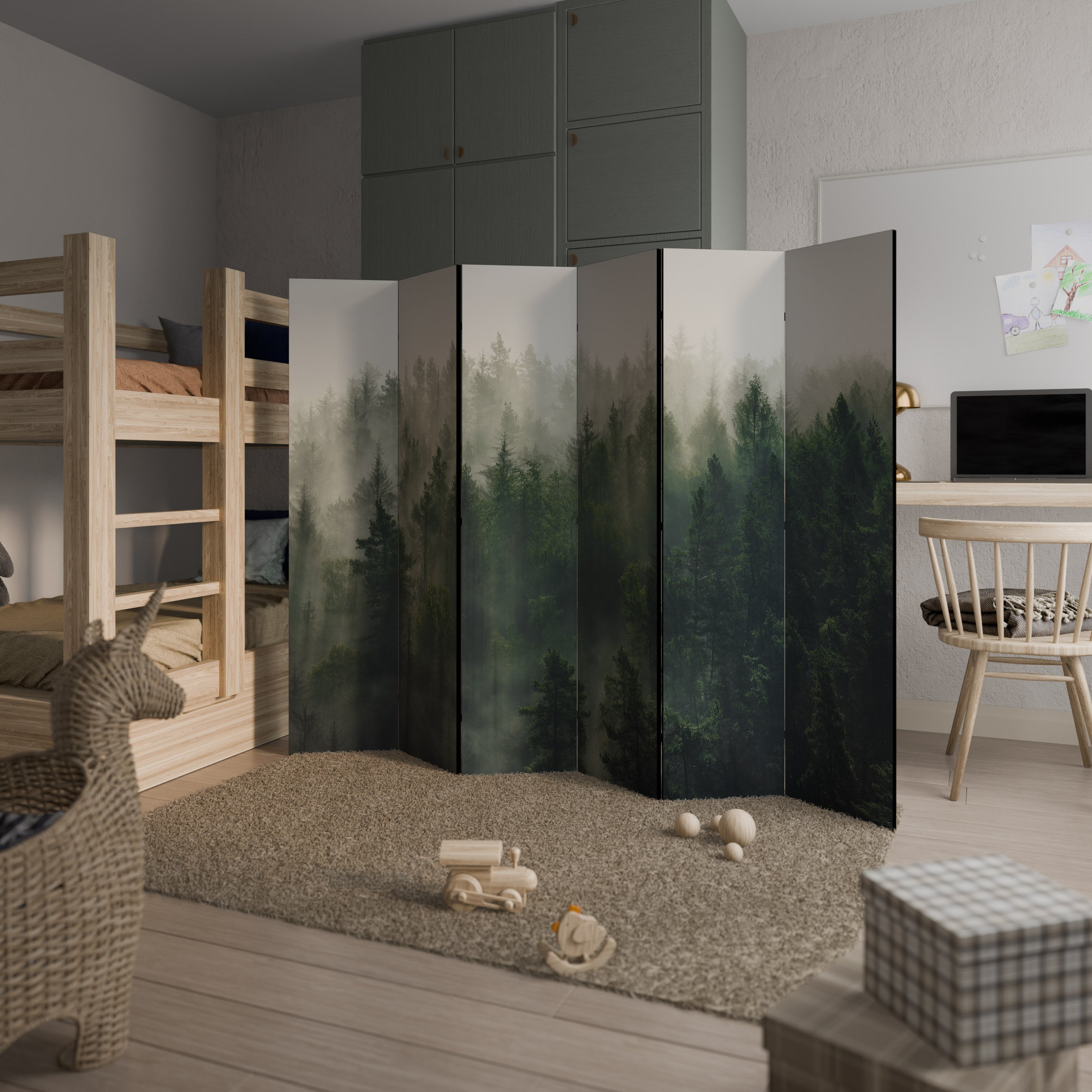 MISTY FOREST Decorative 6-Panel Room Divider