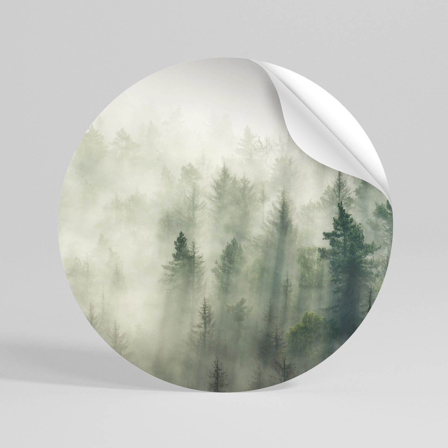 MISTY FOREST Runder Wandsticker zum Abziehen und Aufkleben