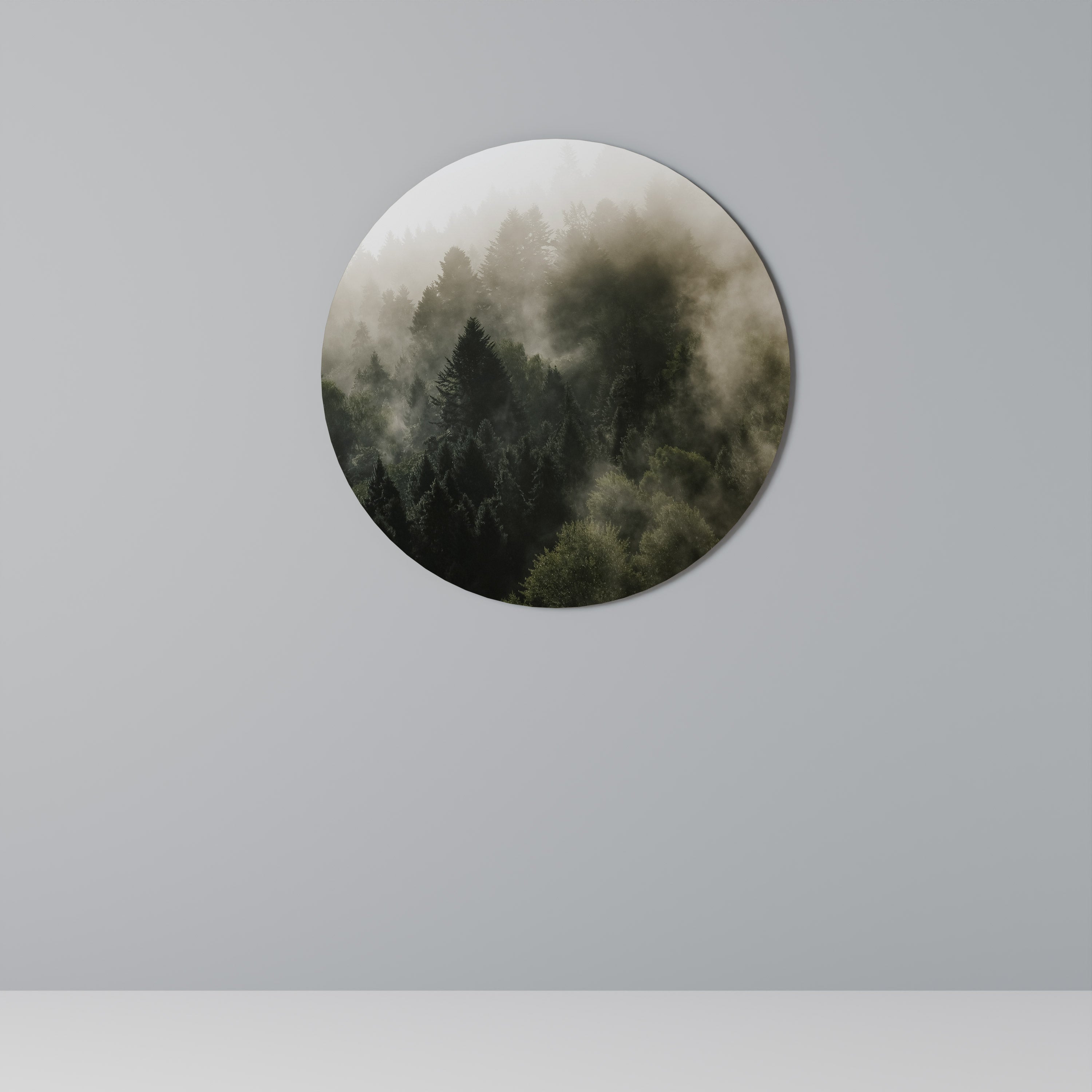 Runde Wandkunst „MISTY HIGHLANDS“