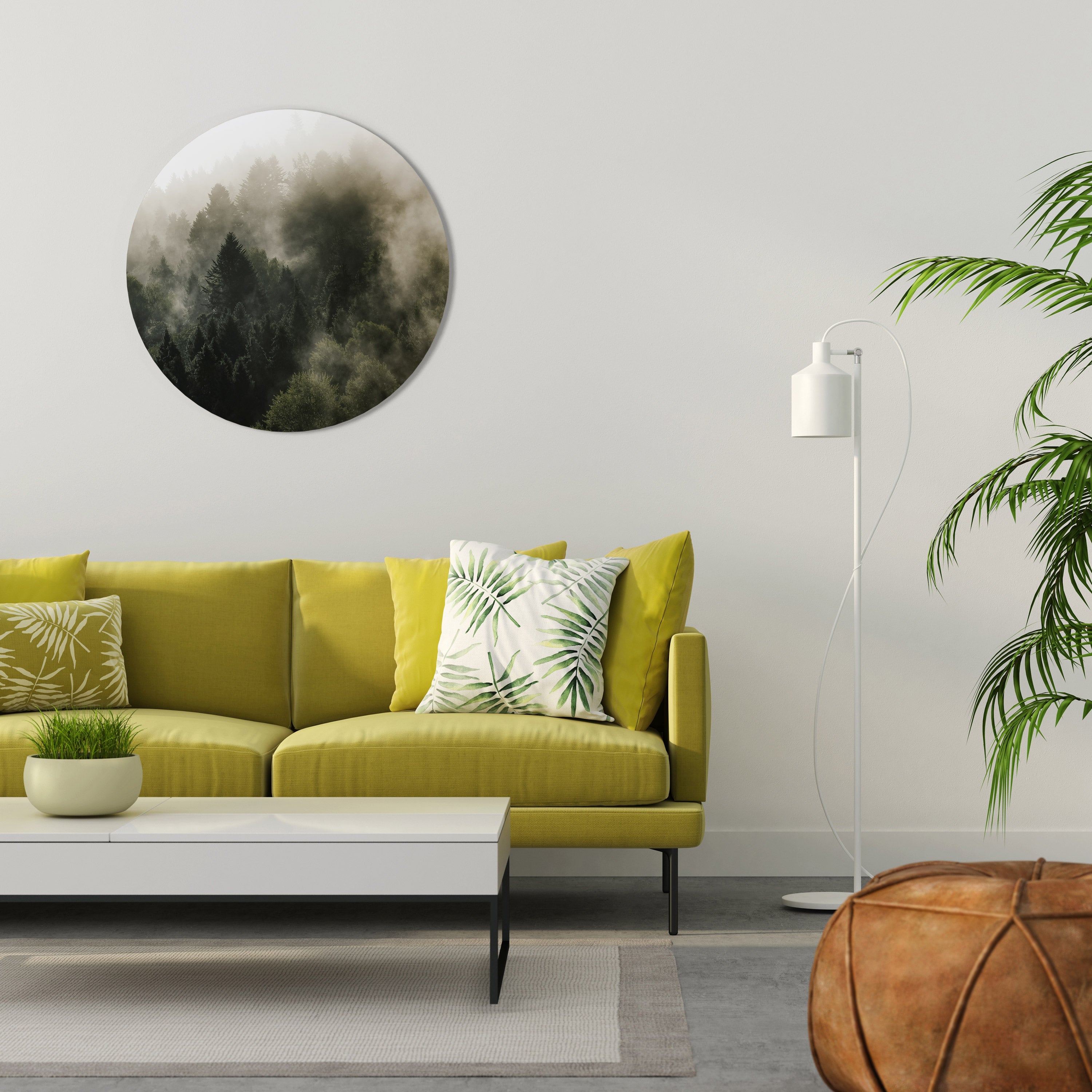 Runde Wandkunst „MISTY HIGHLANDS“