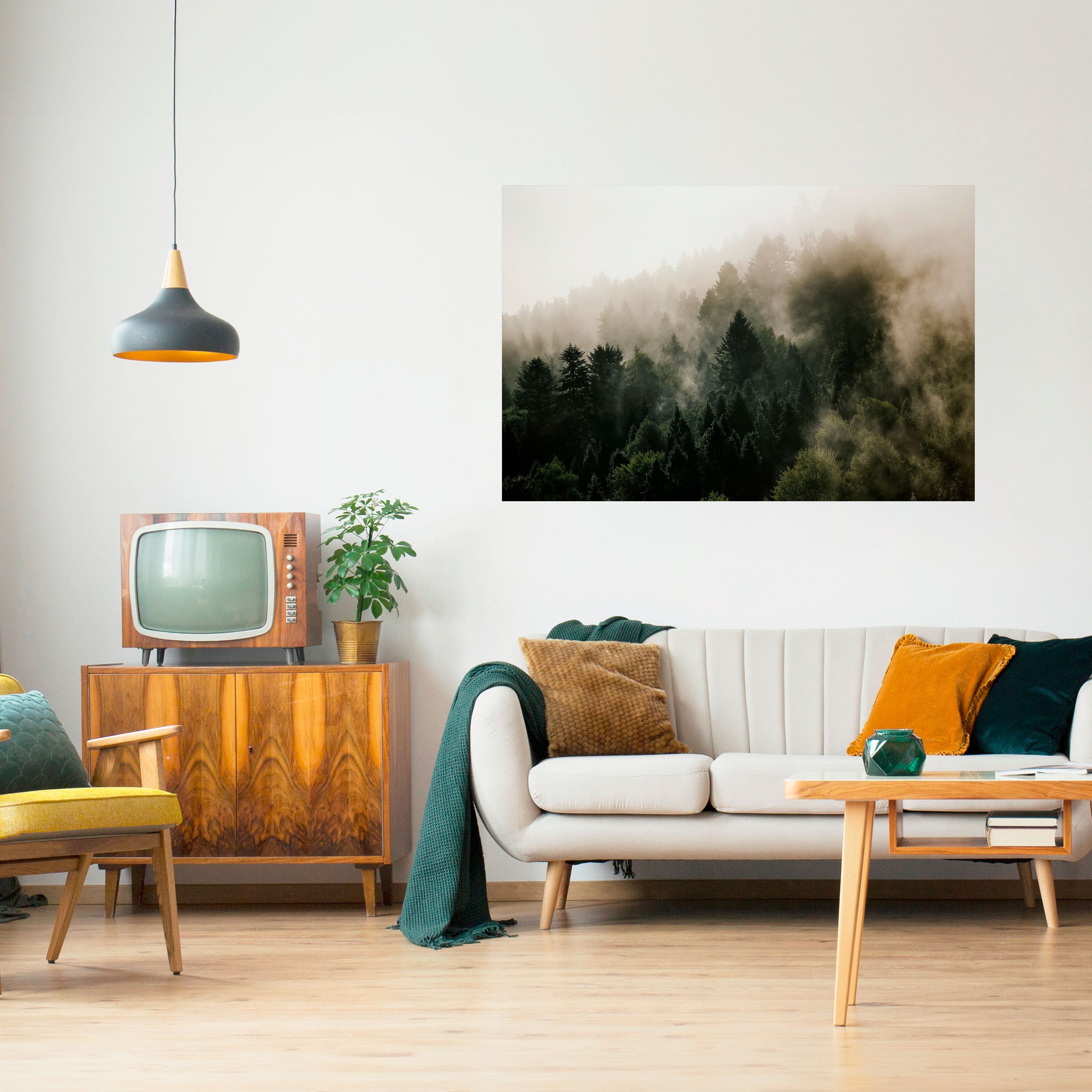 MISTY HIGHLANDS Horizontales Poster zum Abziehen und Aufkleben