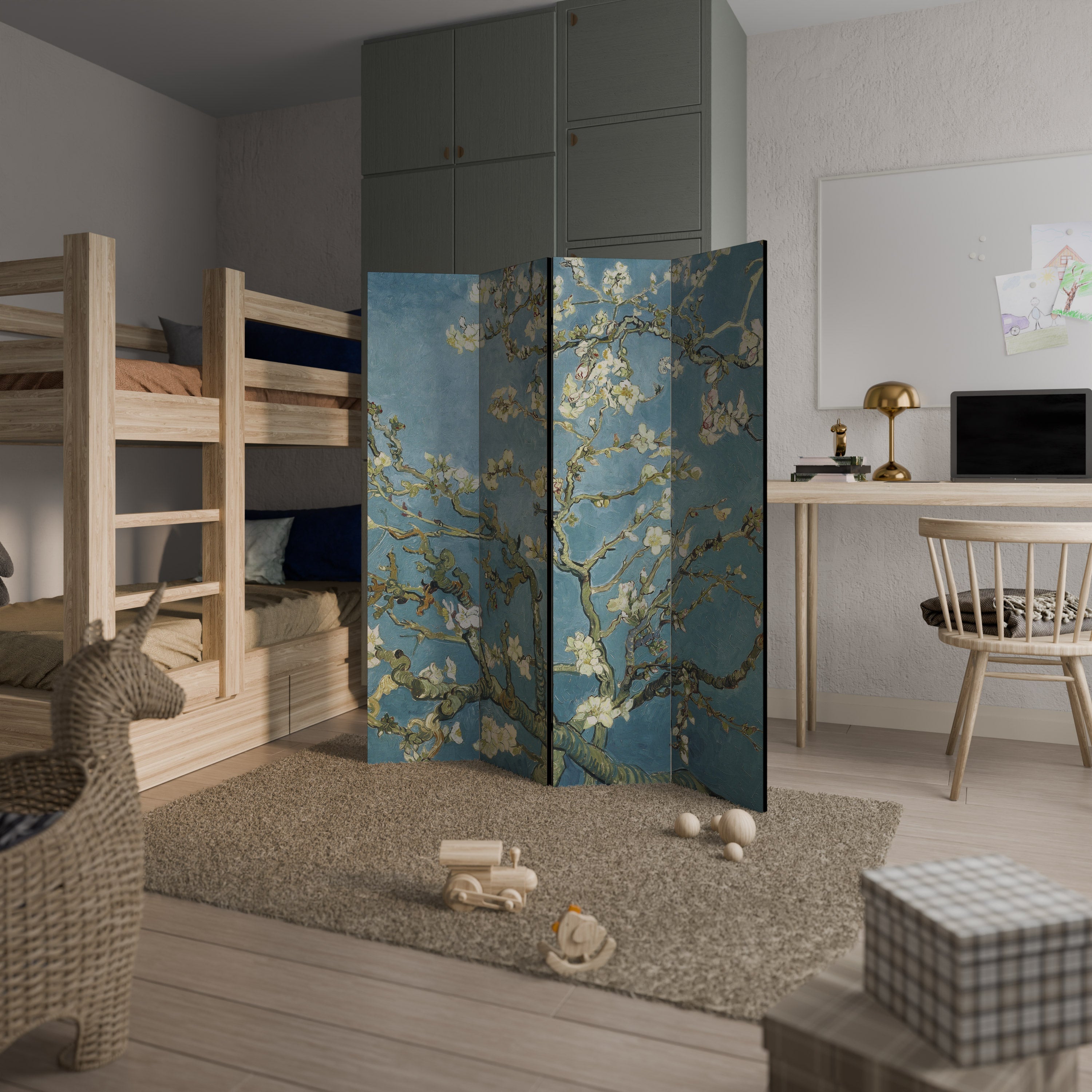 ALMOND BLOSSOM Decorative 4-Panel Room Divider