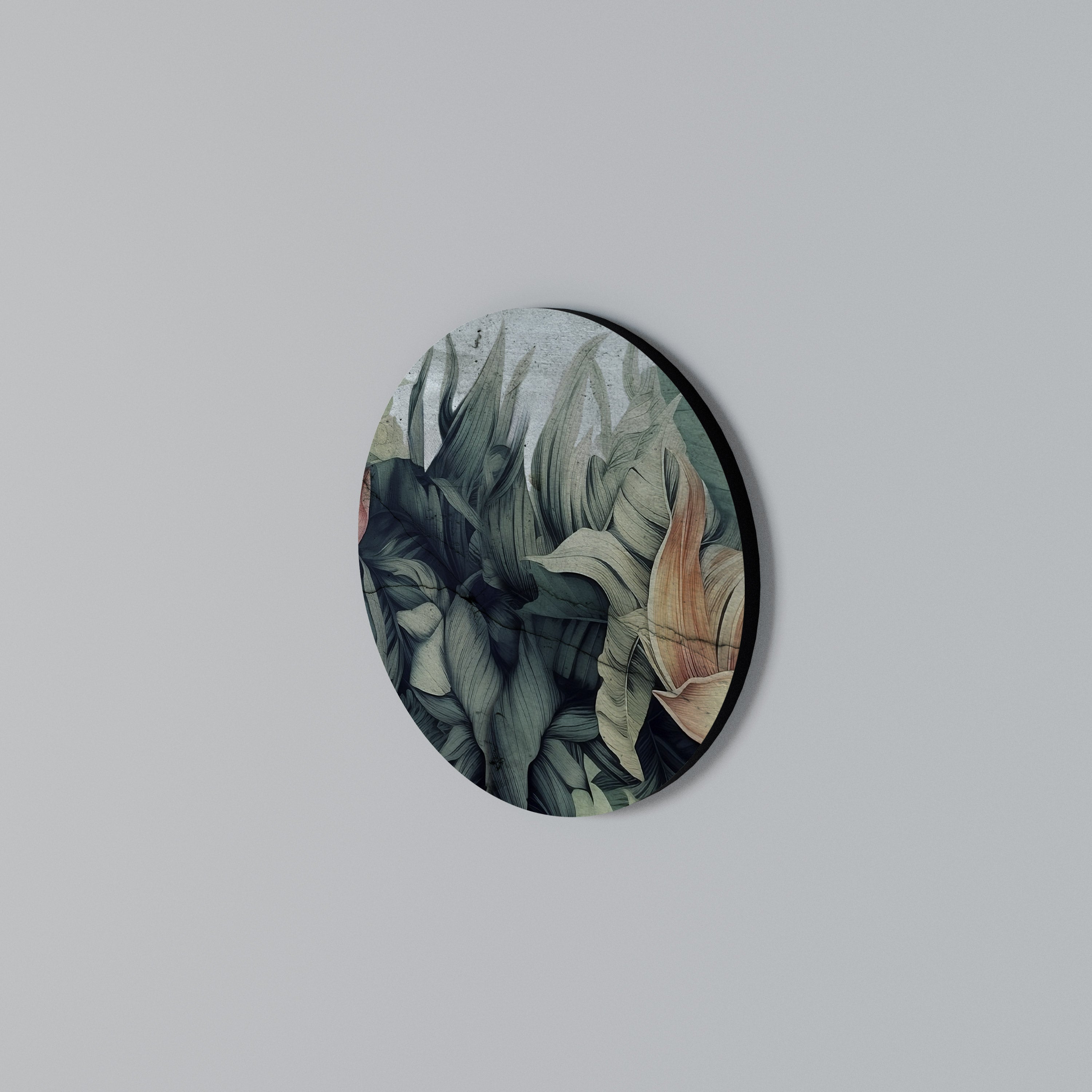 CRASHED LEAVES Rundes Wandbild