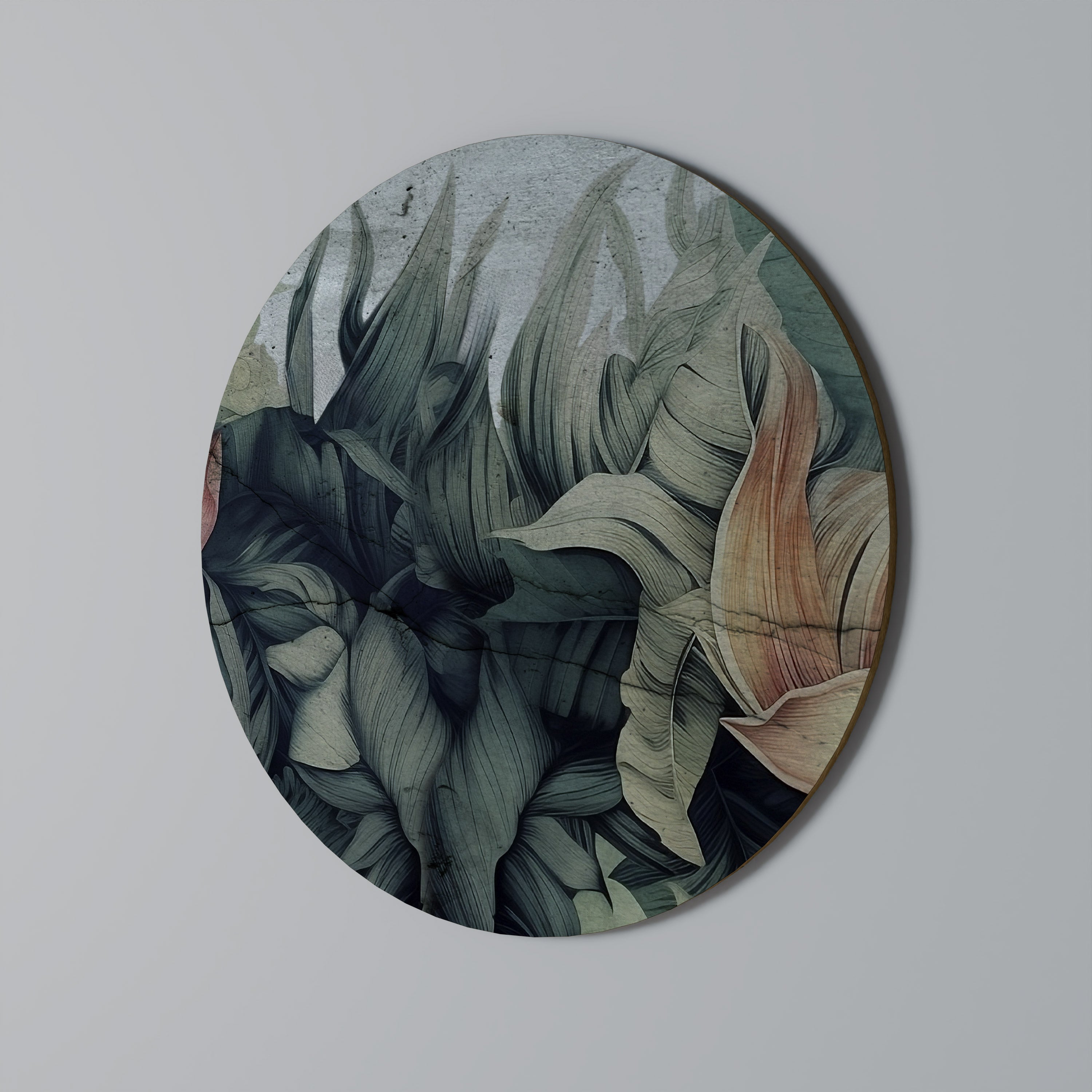 CRASHED LEAVES Runde Wandkunst