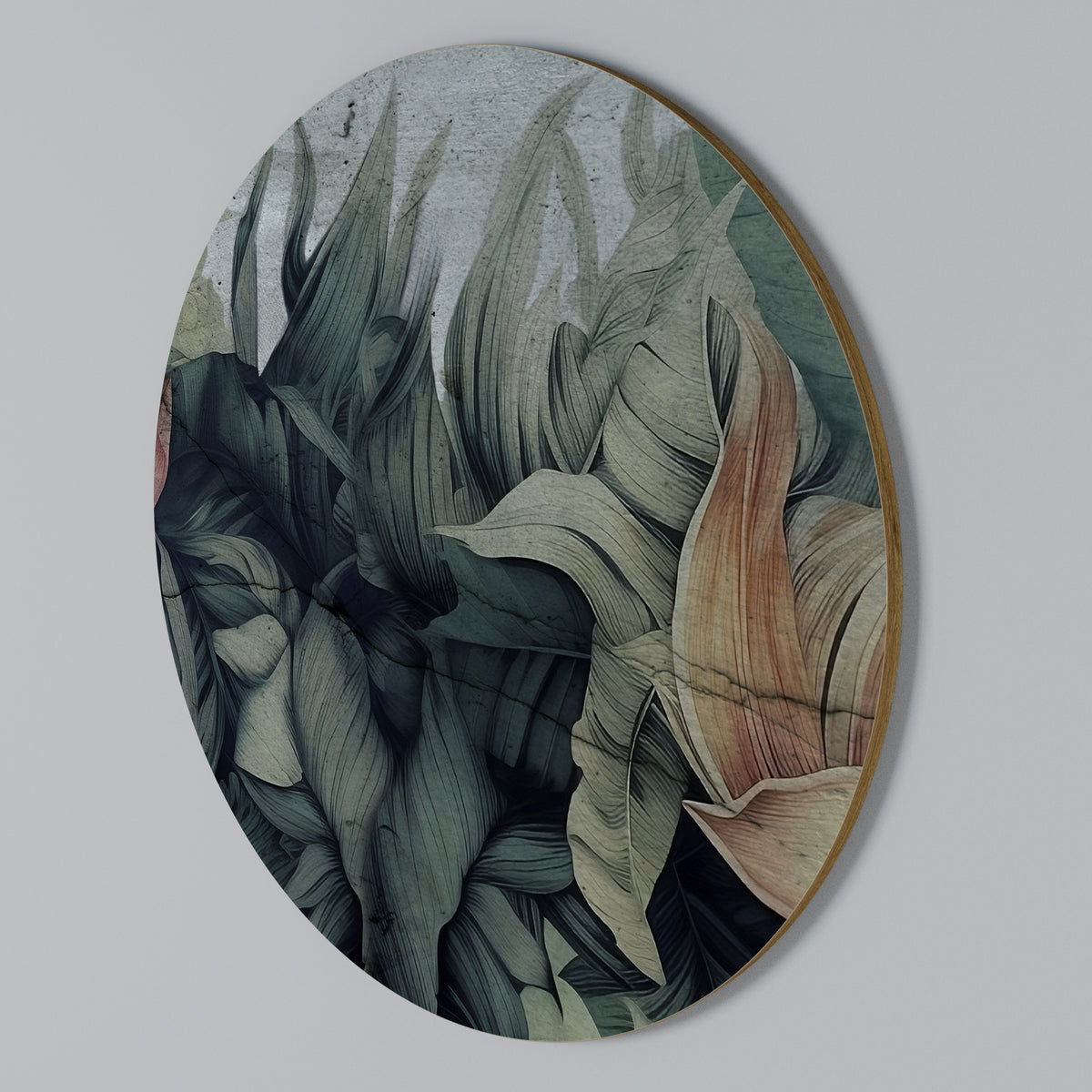 CRASHED LEAVES Rundes Wandbild