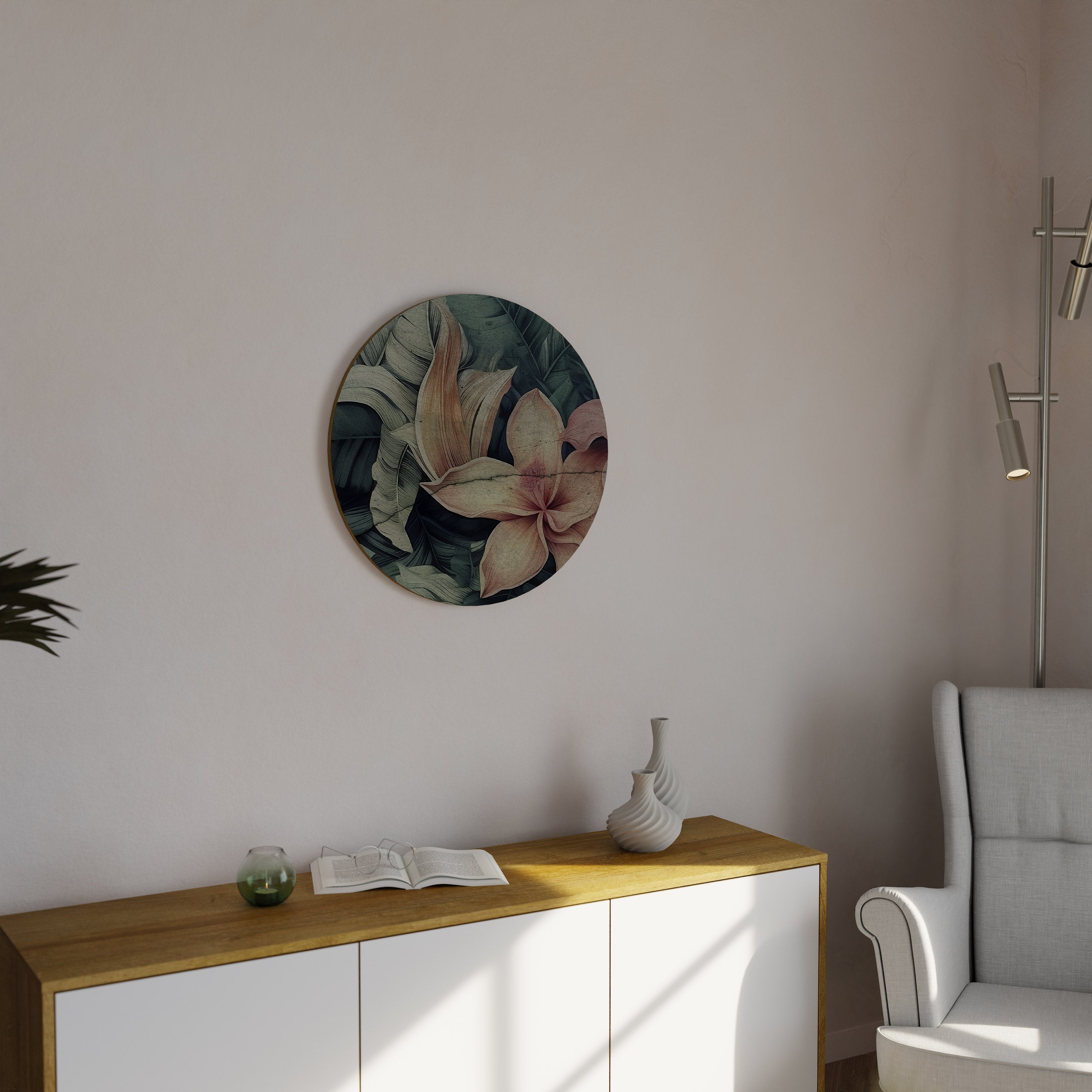 CRASHED LILY Runde Wandkunst