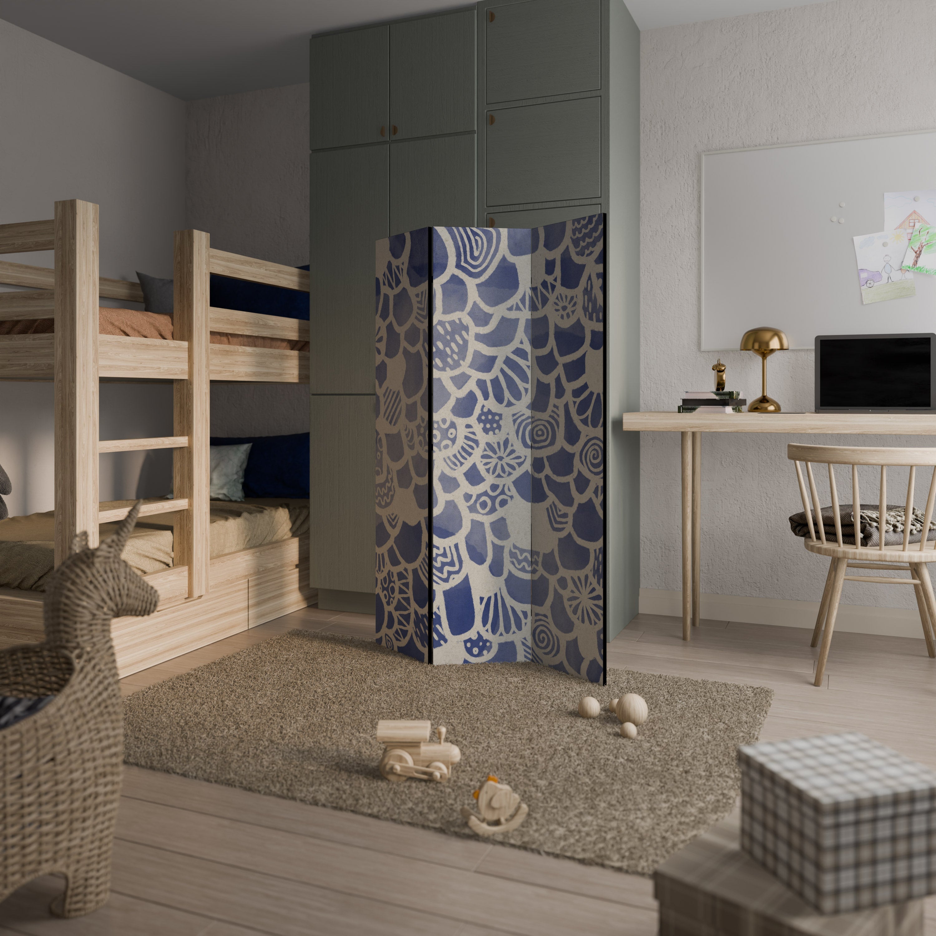 SAPHIRE TESSERA Dekorativer 3-Panel-Raumteiler