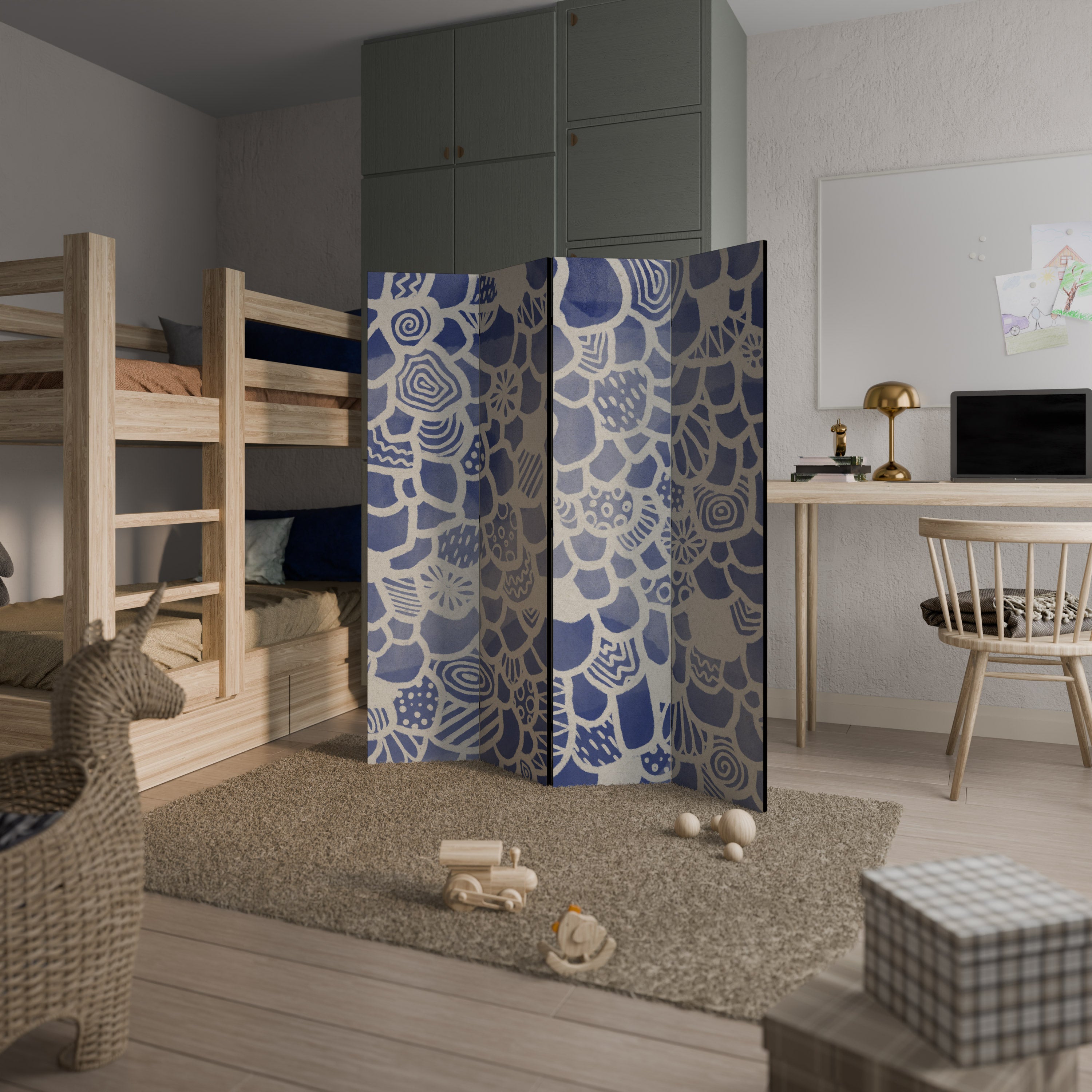 SAPHIRE TESSERA Dekorativer 4-Panel-Raumteiler