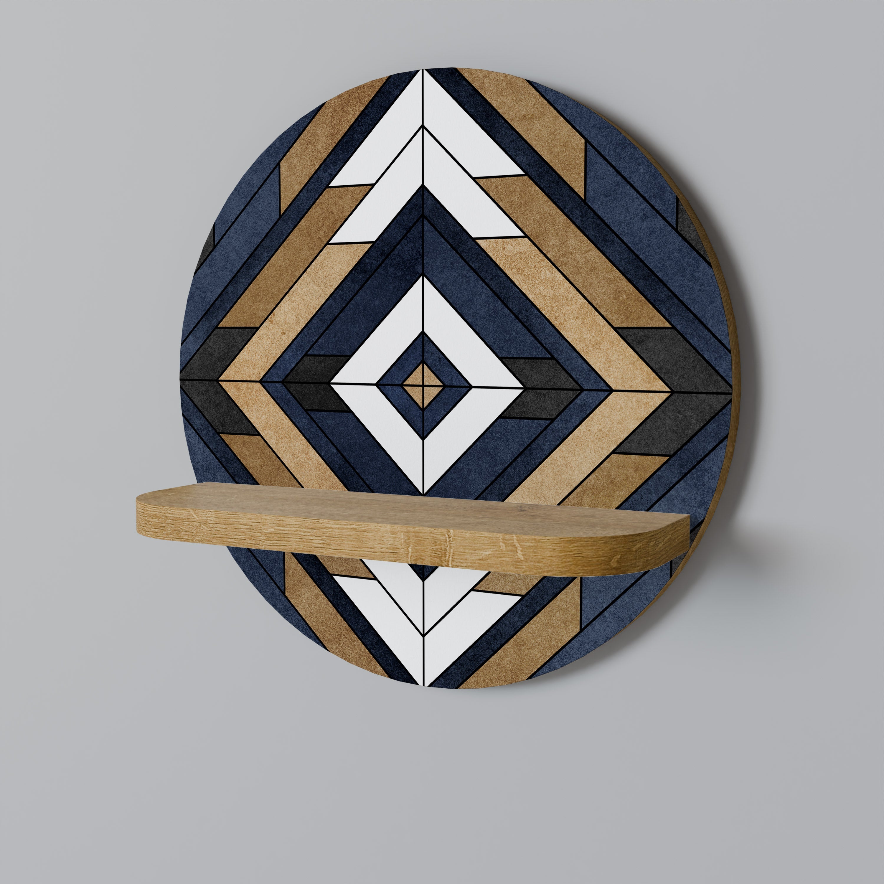 ARTFUL GEOMETRY Round Art Shelf In Oak Effect