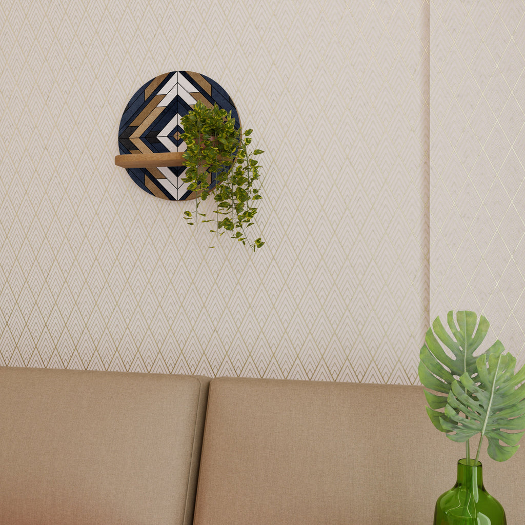 ARTFUL GEOMETRY Round Art Shelf In Oak Effect