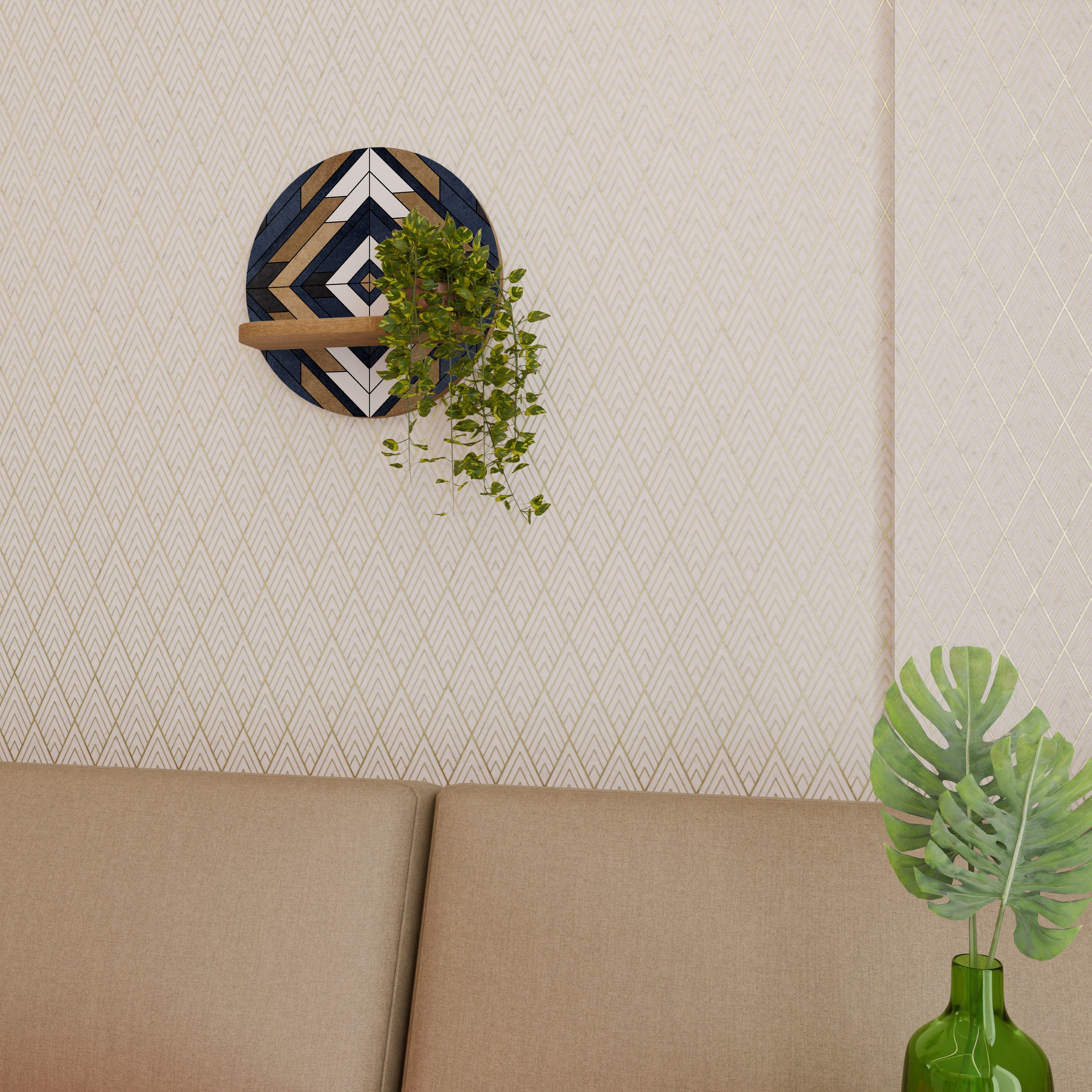 ARTFUL GEOMETRY Round Art Shelf In Oak Effect
