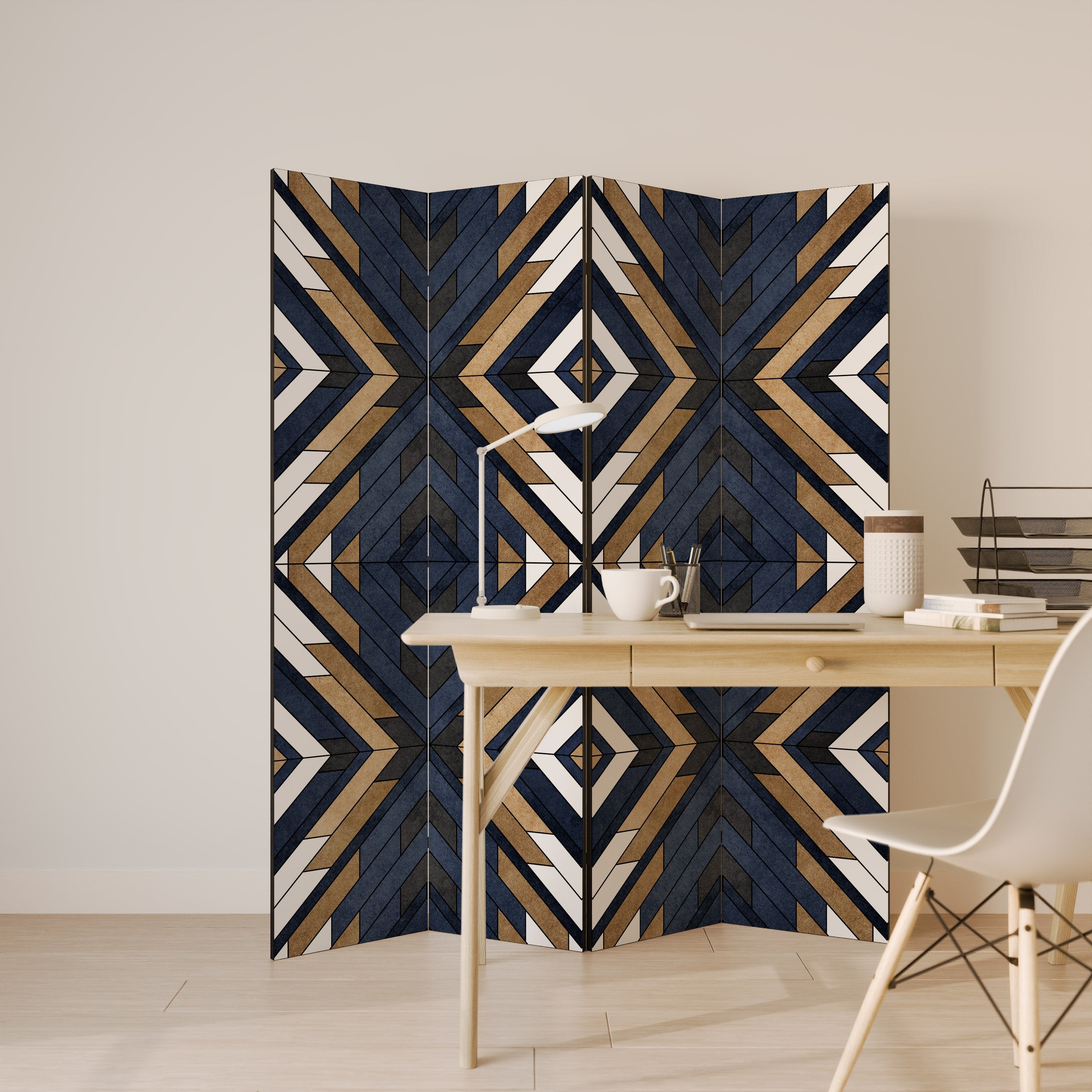 ARTFUL GEOMETRY Dekorativer 4-teiliger Raumteiler