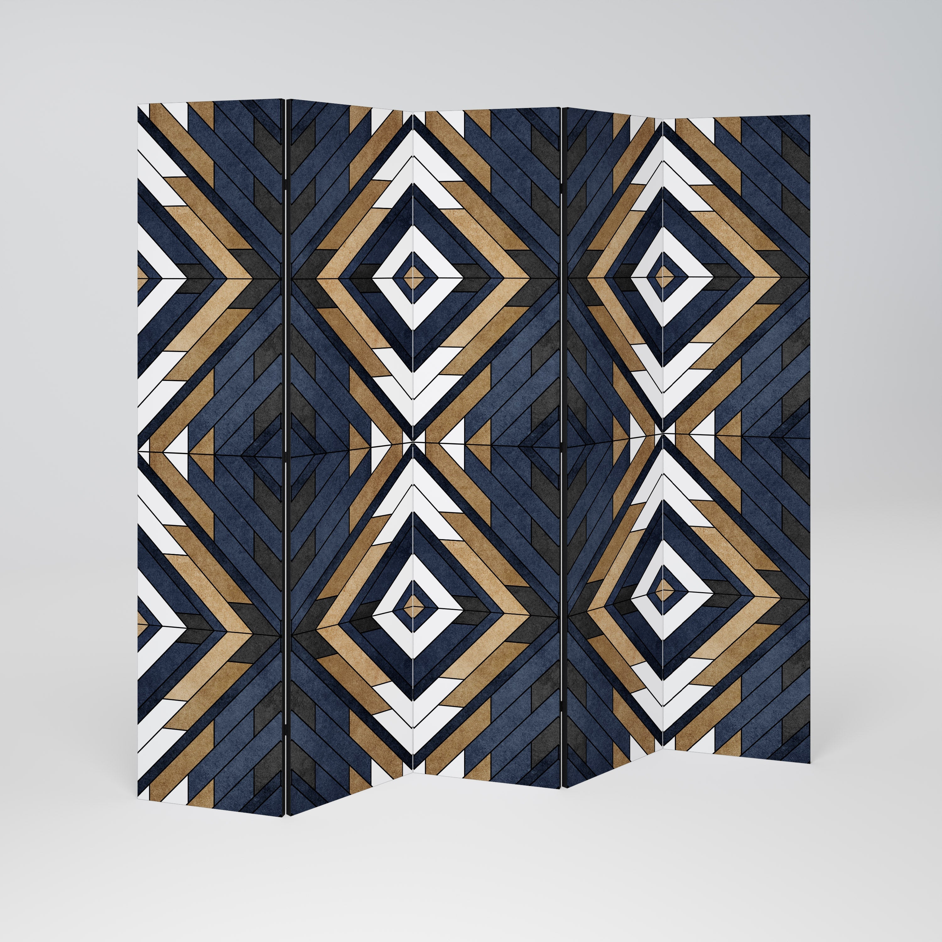 ARTFUL GEOMETRY Decorative 5-Panel Room Divider