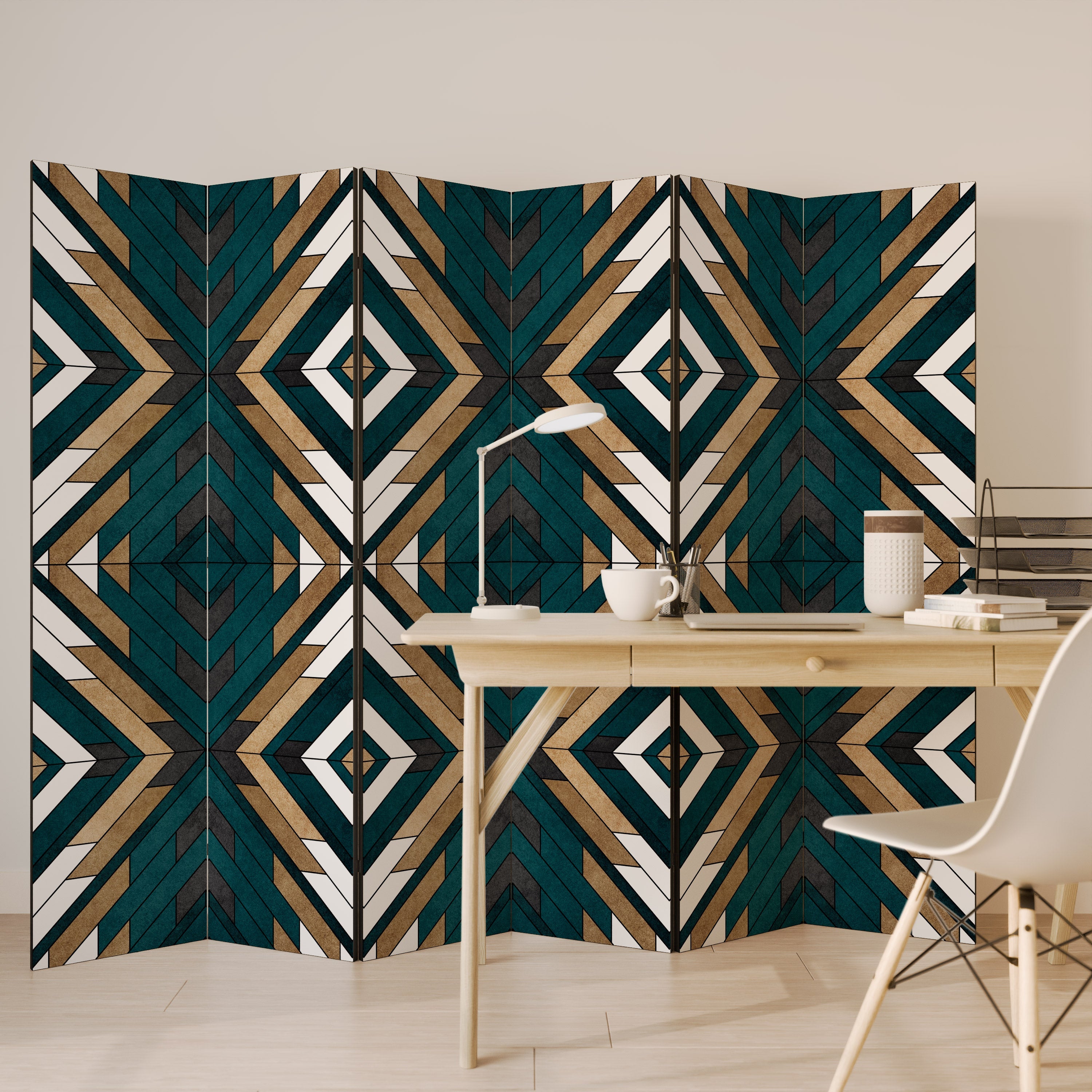 ARTISTIC GEOMETRY Decorative 6-Panel Room Divider