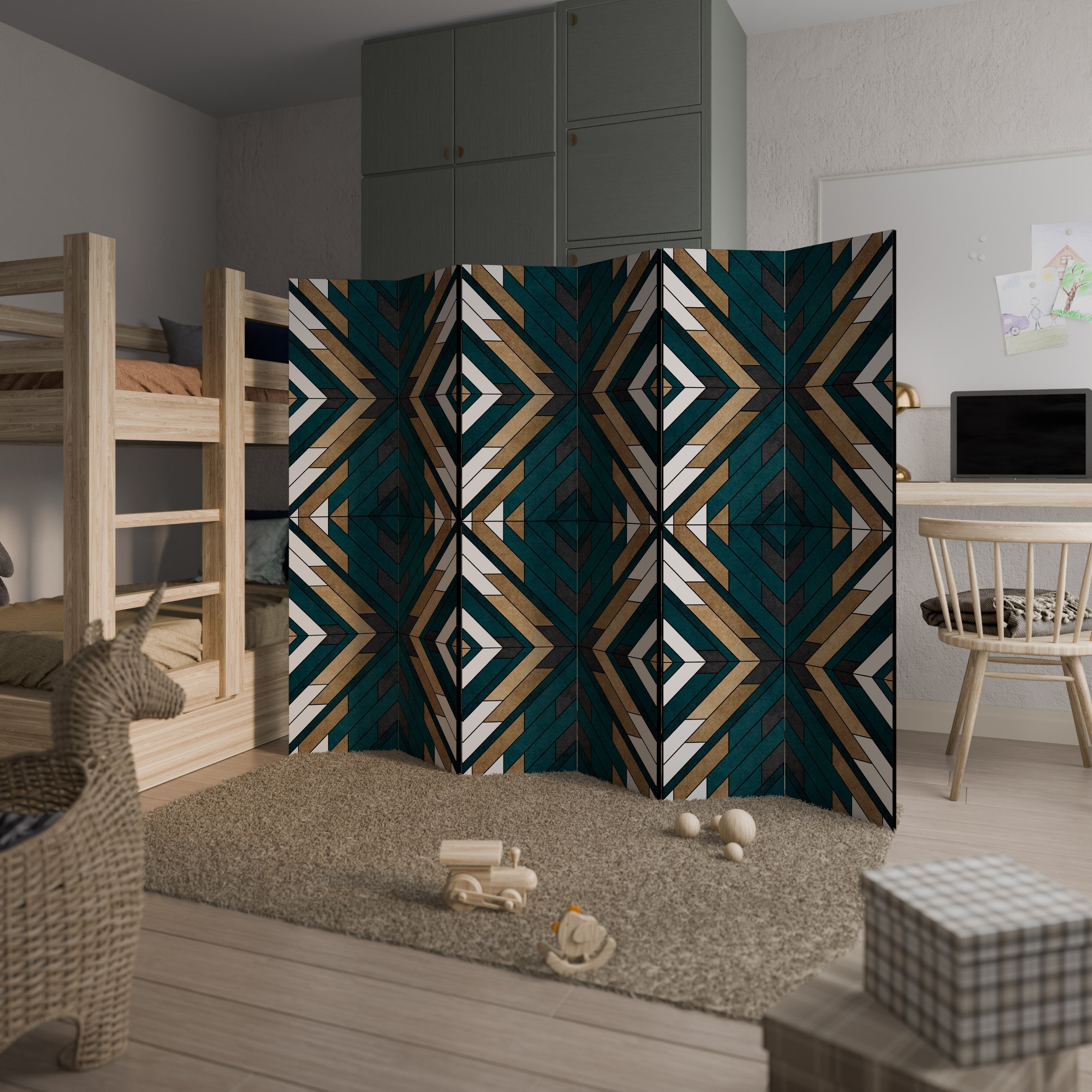 ARTISTIC GEOMETRY Decorative 6-Panel Room Divider