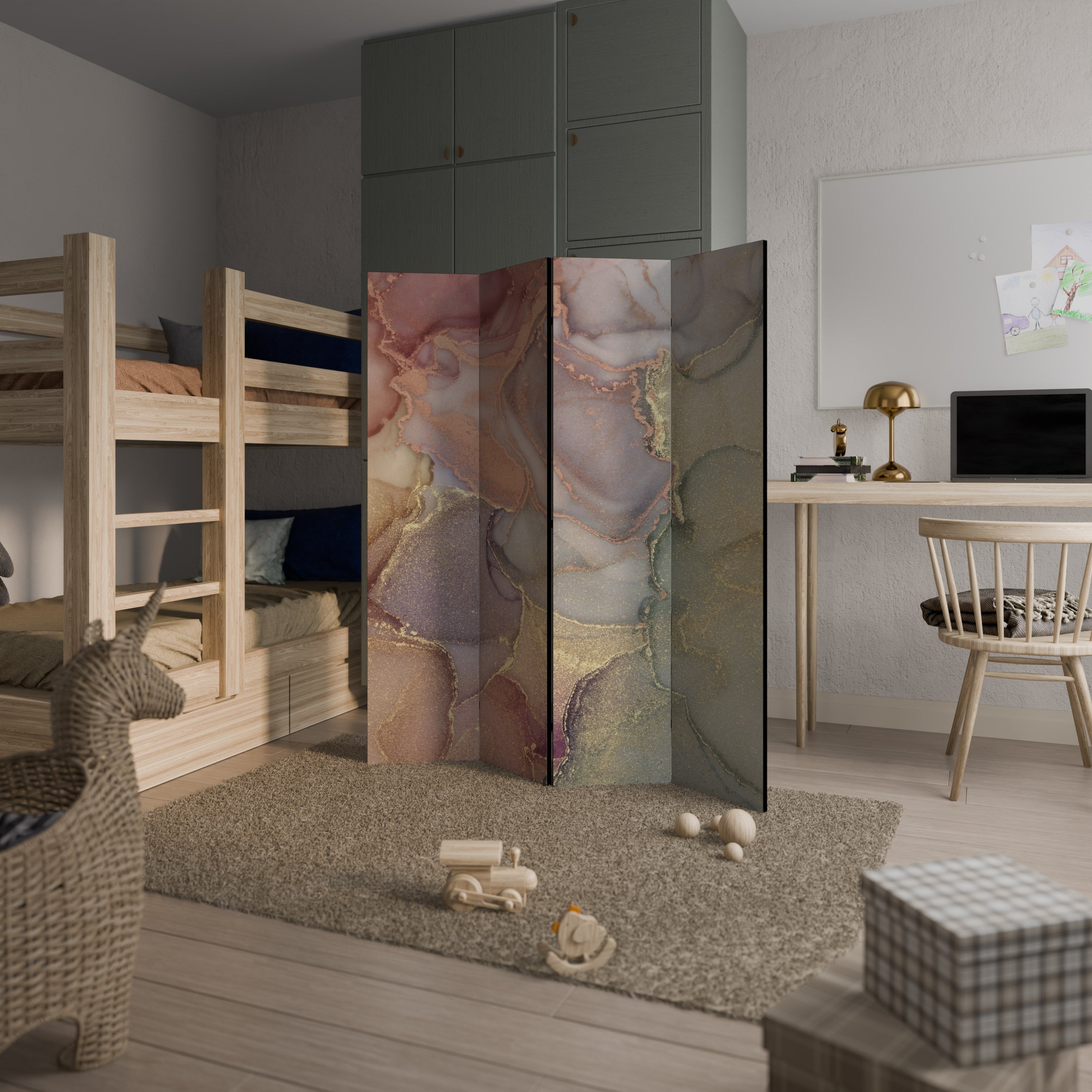 GOLDEN DREAMSCAPE RHYTHM Dekorativer 4-teiliger Raumteiler