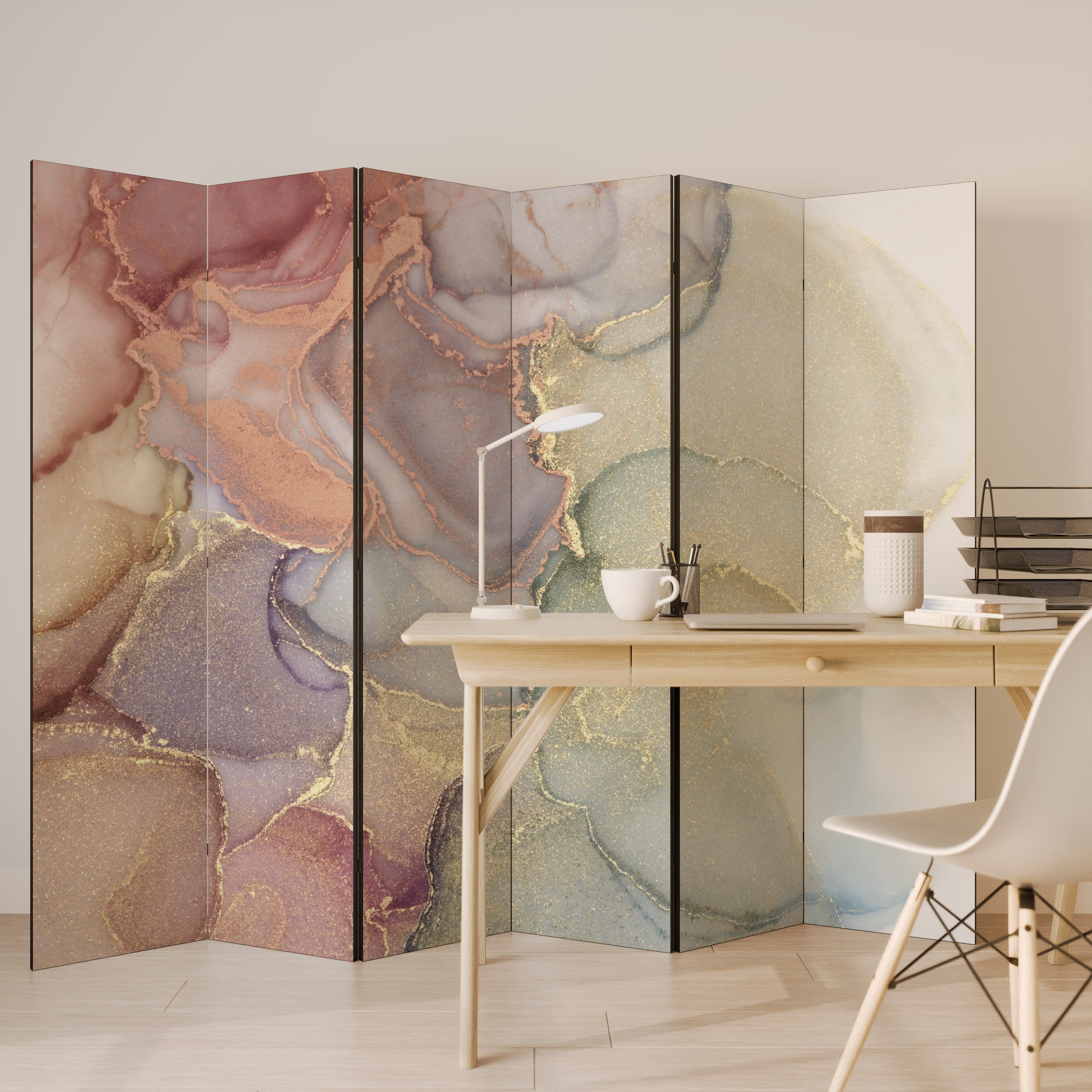 GOLDEN DREAMSCAPE RHYTHM Decorative 6-Panel Room Divider