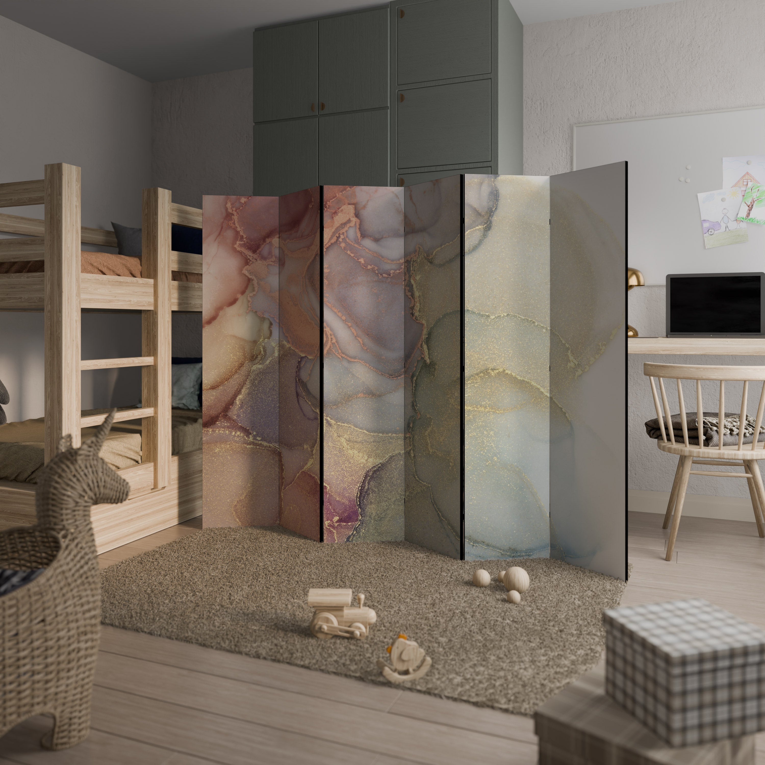 GOLDEN DREAMSCAPE RHYTHM Decorative 6-Panel Room Divider