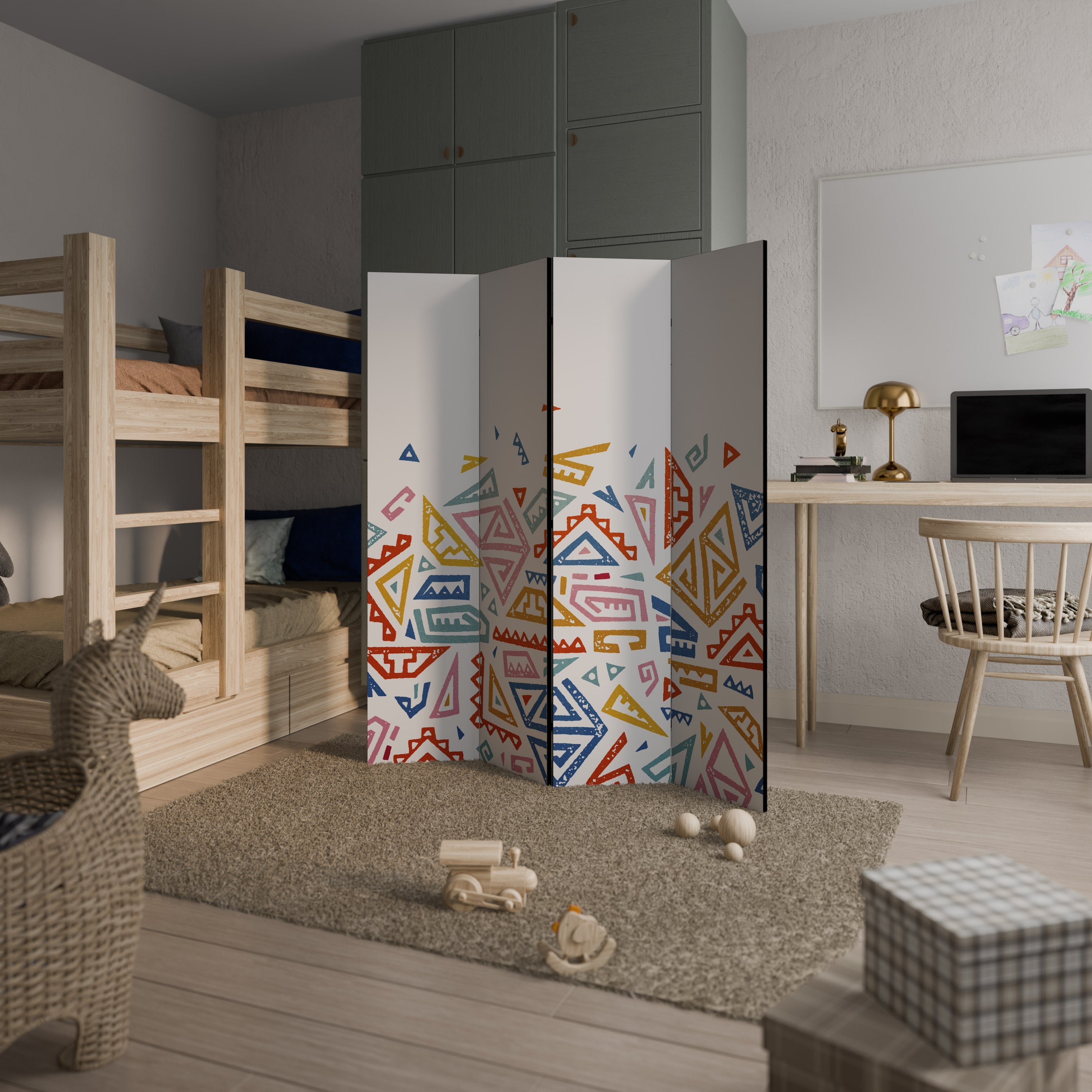 ANGULAR FEELING Decorative 4-Panel Room Divider