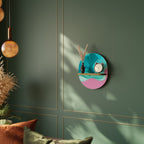 CYANIC ABYSS Ovales Kunstregal in Eiche-Optik