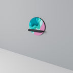 CYANIC ABYSS Rundes Kunstregal in Schwarz