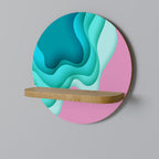 CYANIC ABYSS Rundes Kunstregal in Eiche-Optik