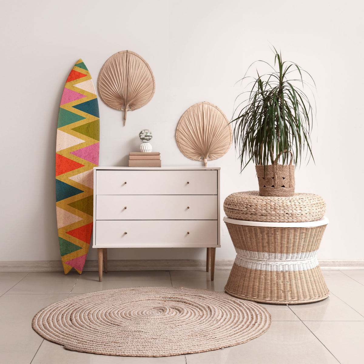 COLORFUL TRIANGLES Deko-Surfboard