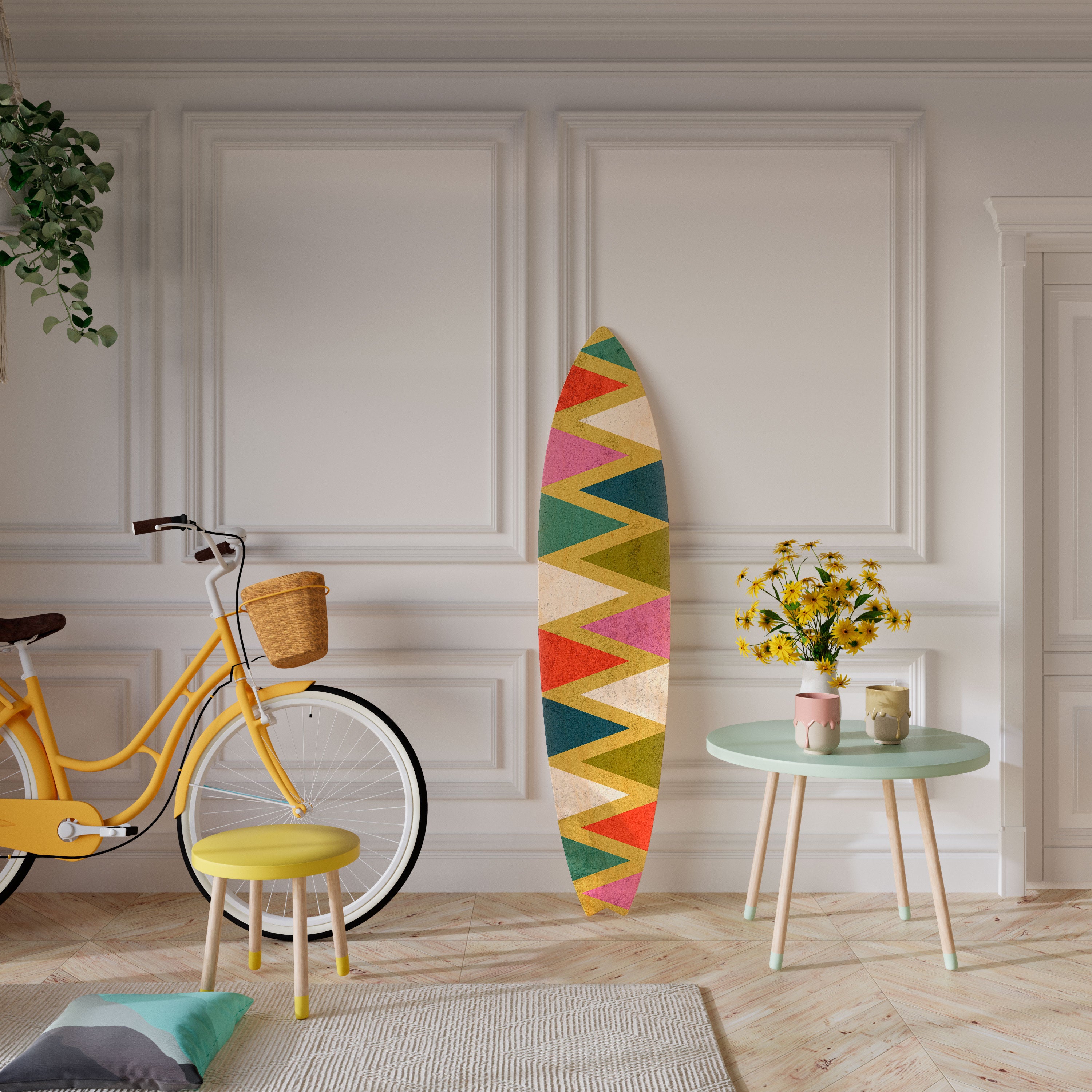 COLORFUL TRIANGLES Deko-Surfboard