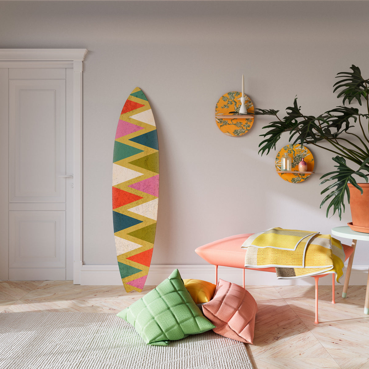 COLORFUL TRIANGLES Deko-Surfboard