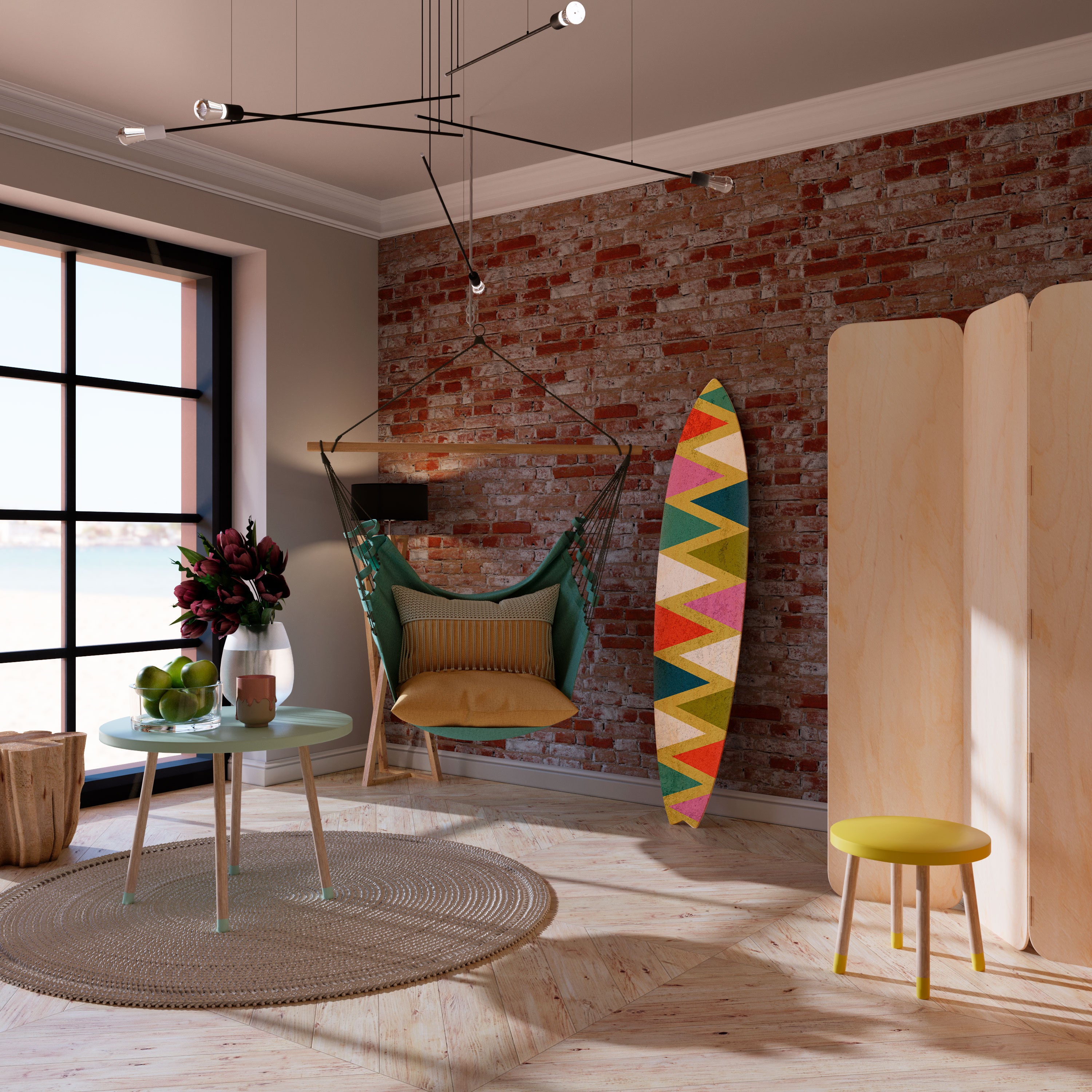 COLORFUL TRIANGLES Deko-Surfboard