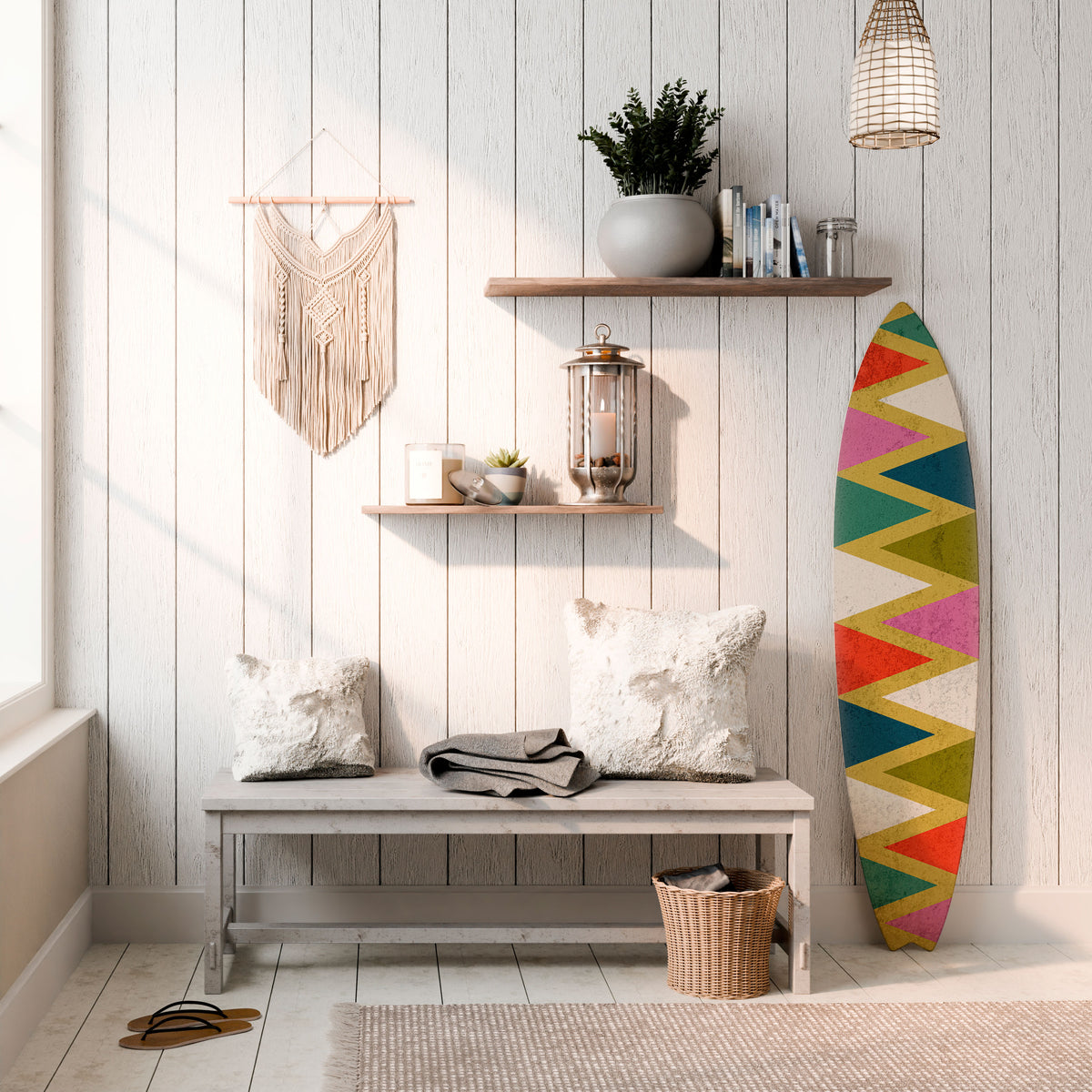 COLORFUL TRIANGLES Deko-Surfboard