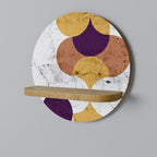 CRACKED GEOMETRY Rundes Kunstregal in Eiche-Optik