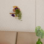 CRACKED GEOMETRY Rundes Kunstregal in Eiche-Optik